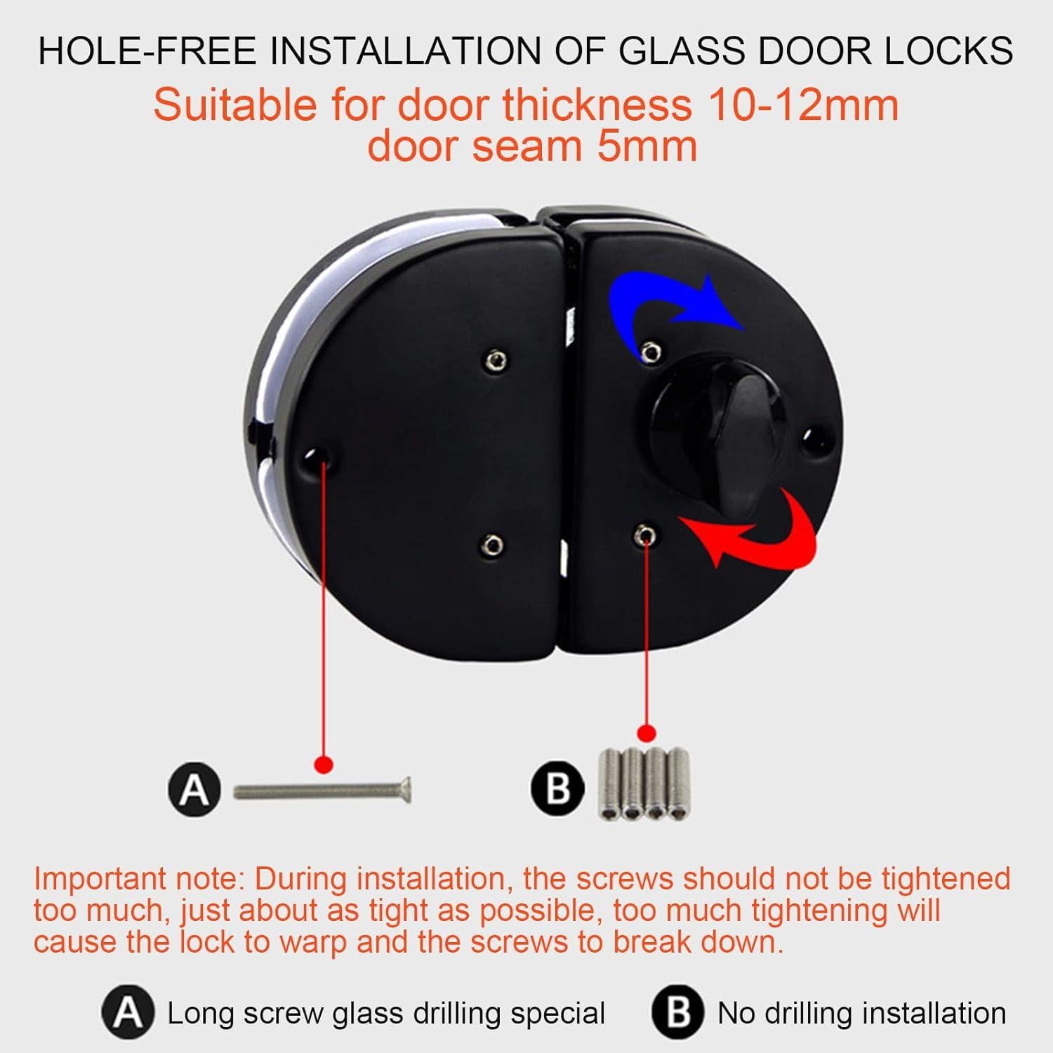 Cerradura de Puerta de Vidrio Genérico con 3 Llaves 10-12mm
