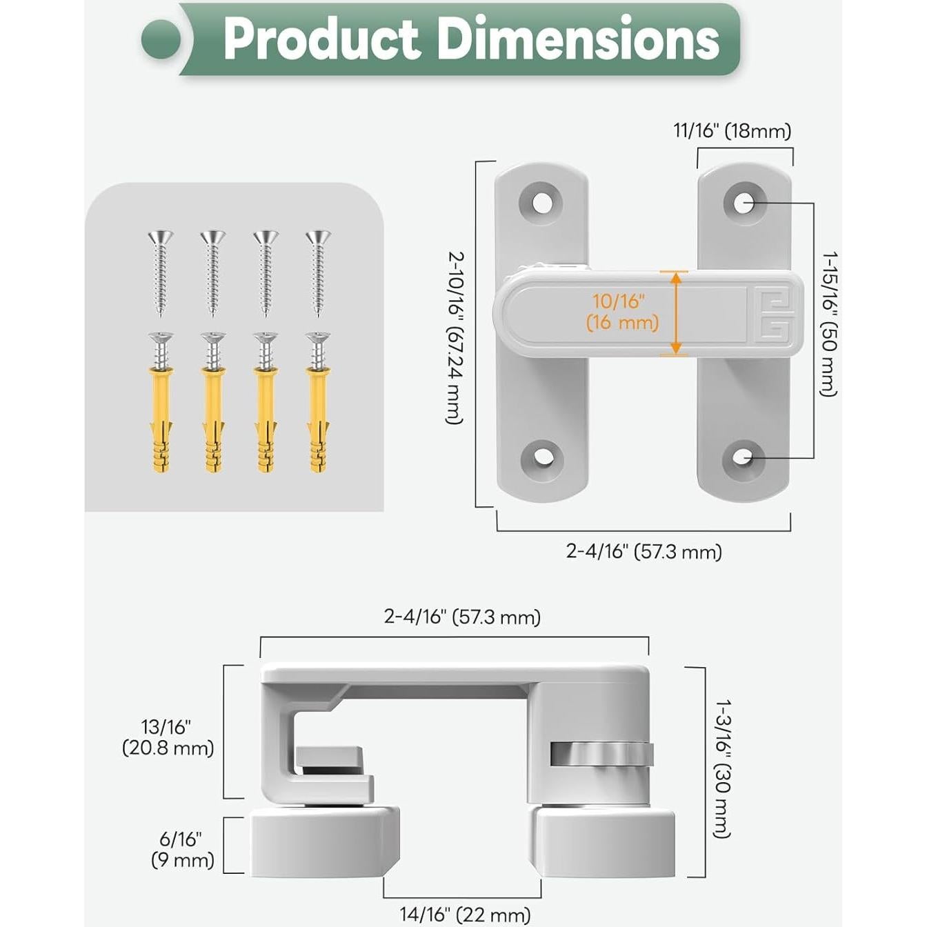 Cerradura de Puerta de Granero Ajustable MeBantoo Blanca