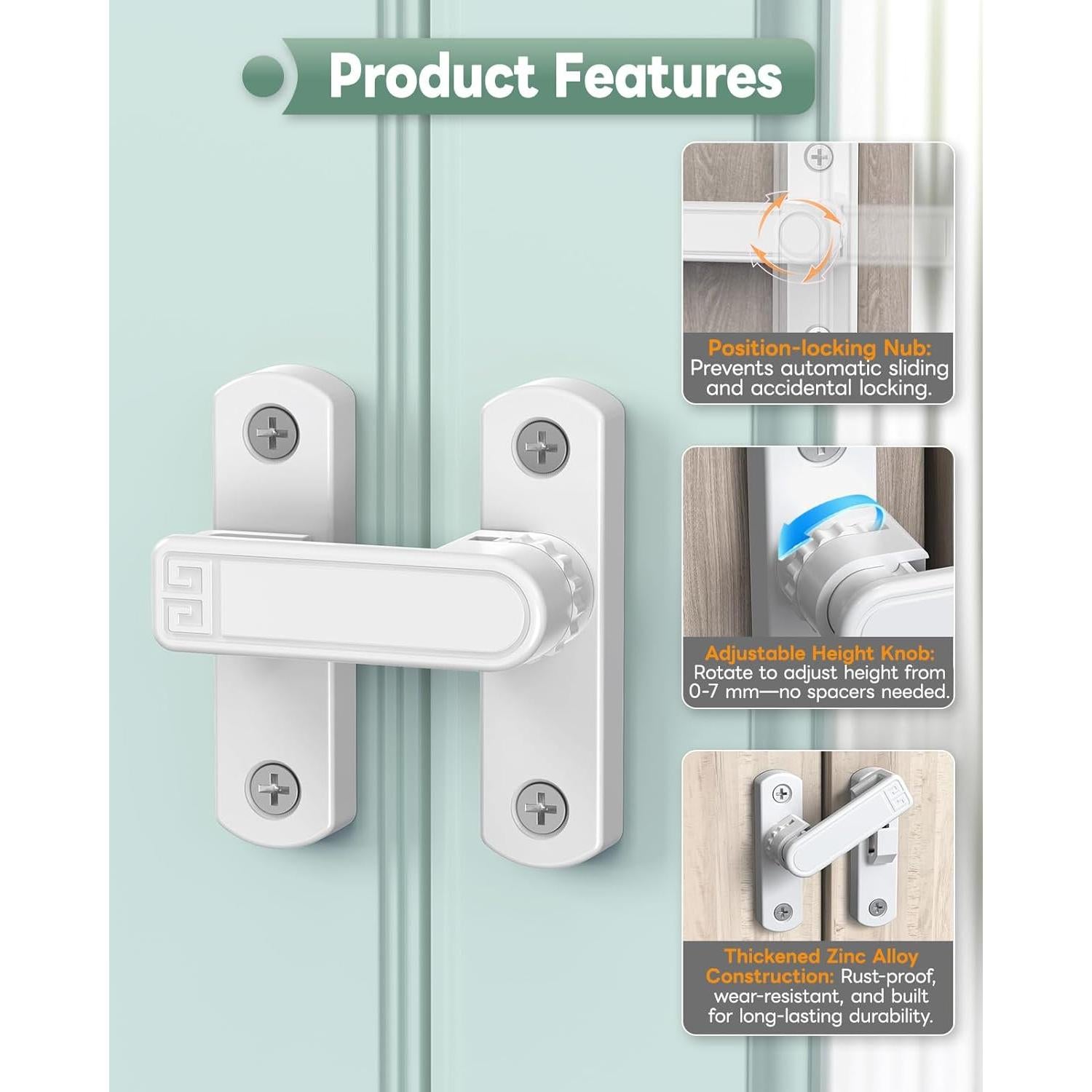 Cerradura de Puerta de Granero Ajustable MeBantoo Blanca