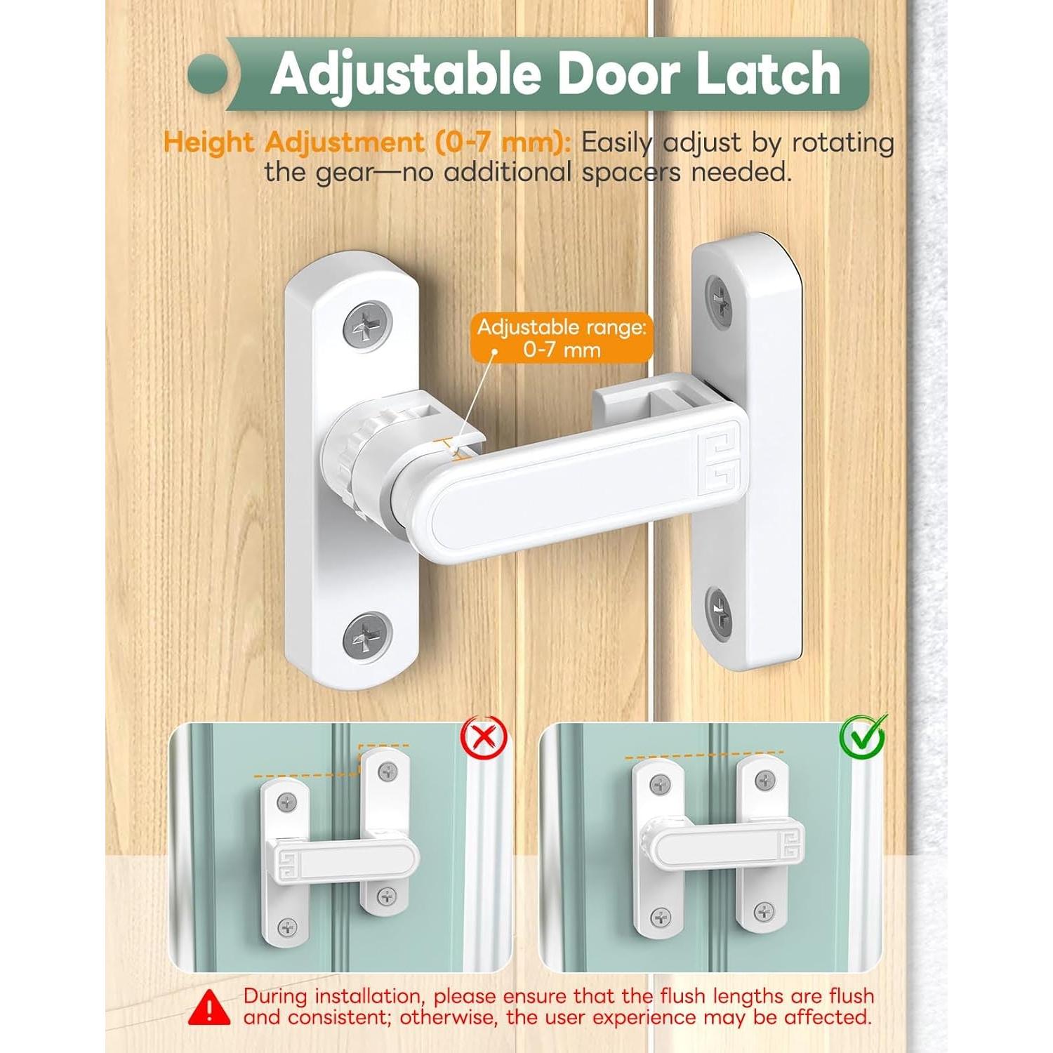 Cerradura de Puerta de Granero Ajustable MeBantoo Blanca