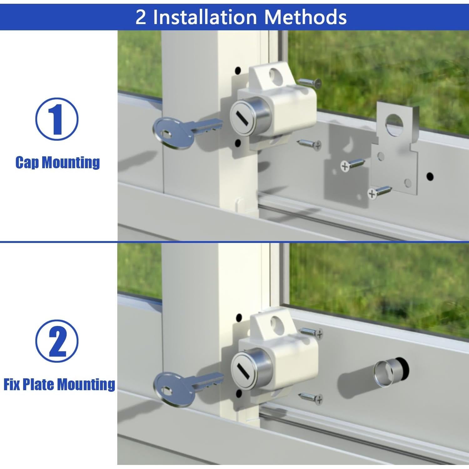 Cerraduras de Ventana Deslizante TOOGOND 2 Pcs Seguridad Blanca
