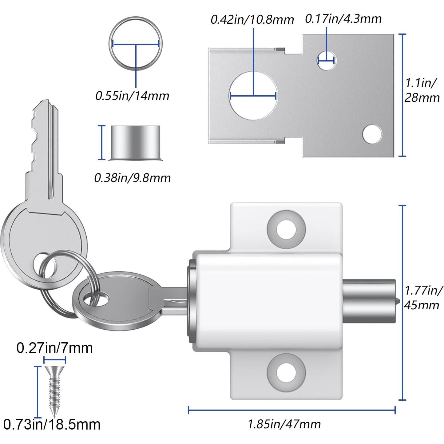 Cerraduras de Ventana Deslizante TOOGOND 2 Pcs Seguridad Blanca