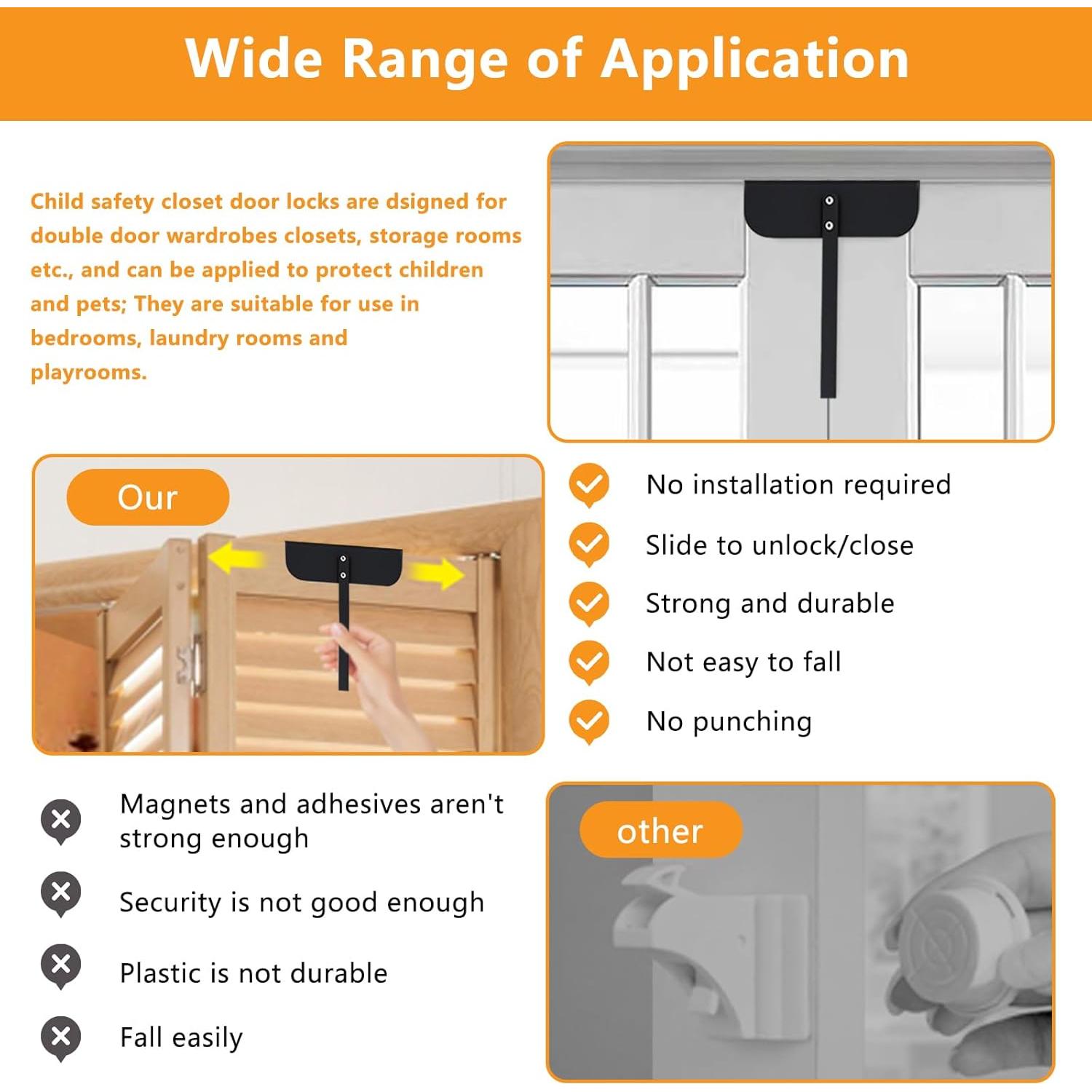 Cerradura Bifold de Metal GZQIUYI Ajustable 1.5-5.1 cm Negra