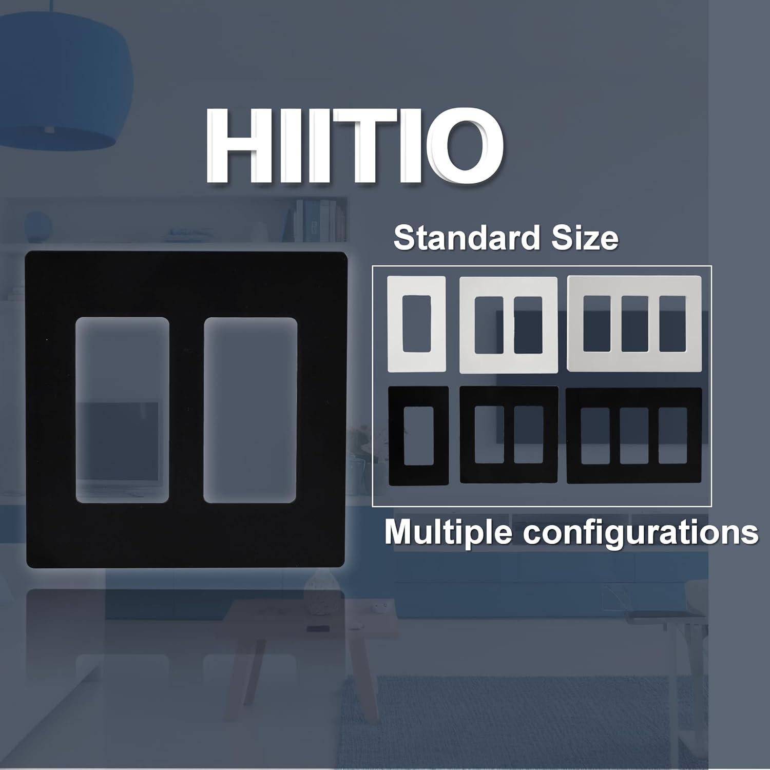 Cubiertas de Placas de Pared Sin Tornillos HIITIO 2 Unidades Negro