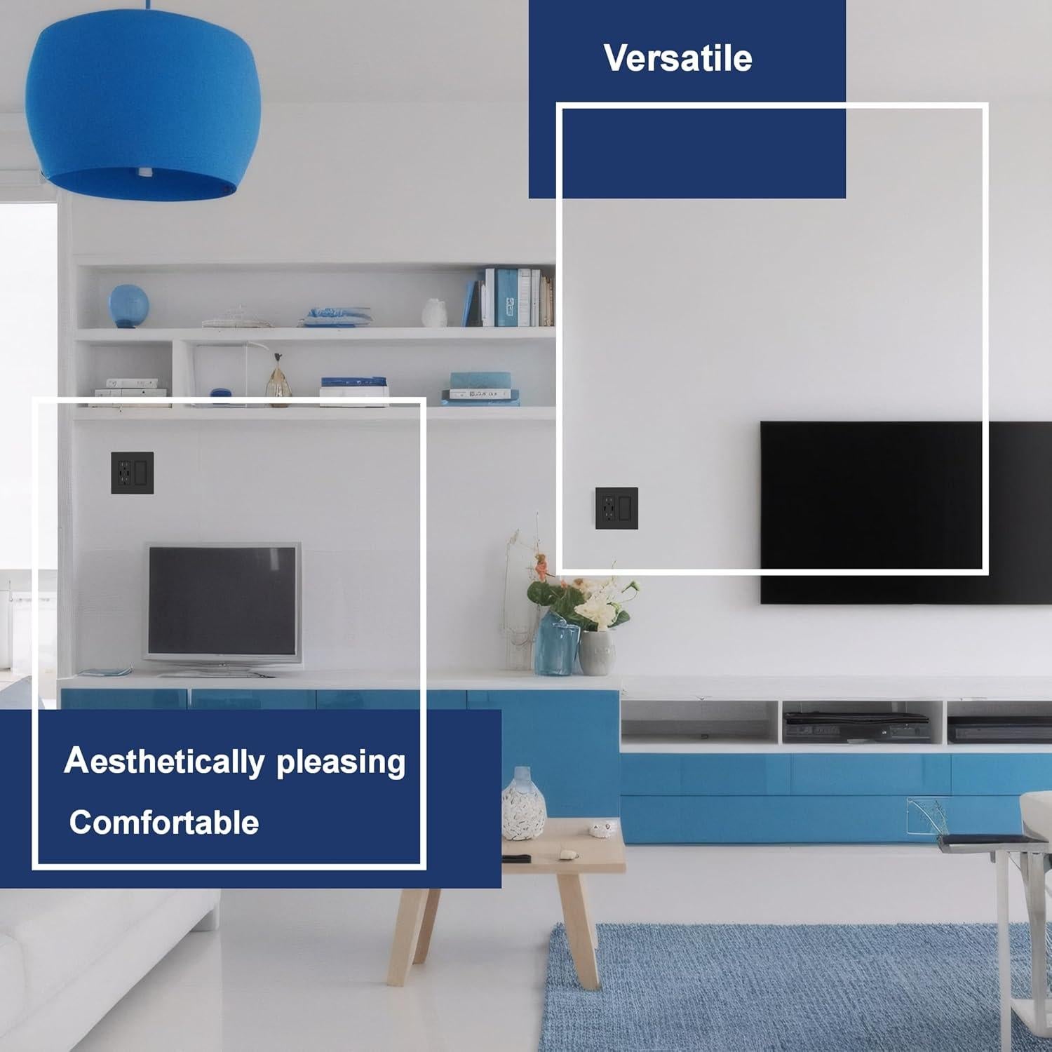 Cubiertas de Placas de Pared Sin Tornillos HIITIO 2 Unidades Negro