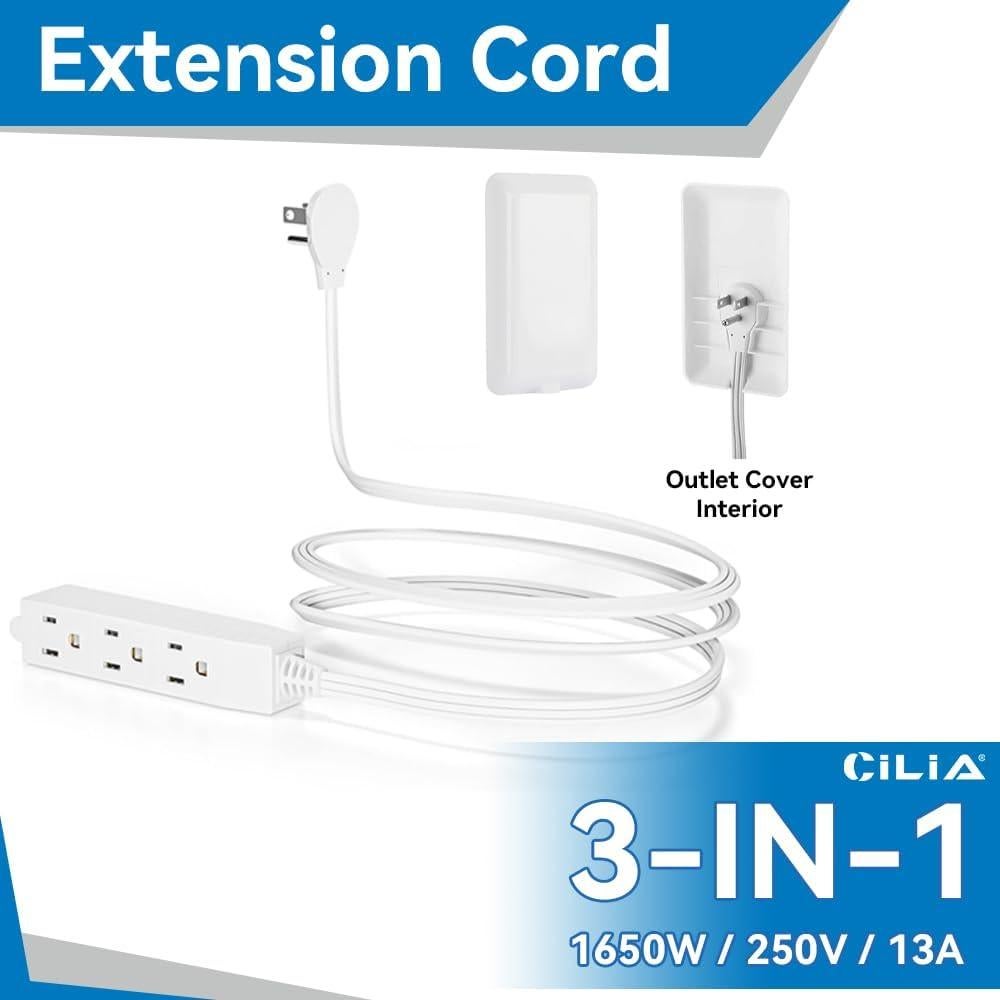 Extensor de Salida CILIA Ultra Delgado 3 Enchufes 0.91m Blanco
