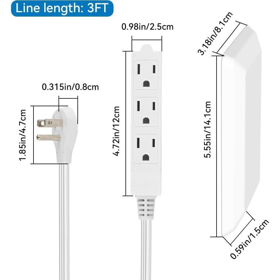 Extensor de Salida CILIA Ultra Delgado 3 Enchufes 0.91m Blanco