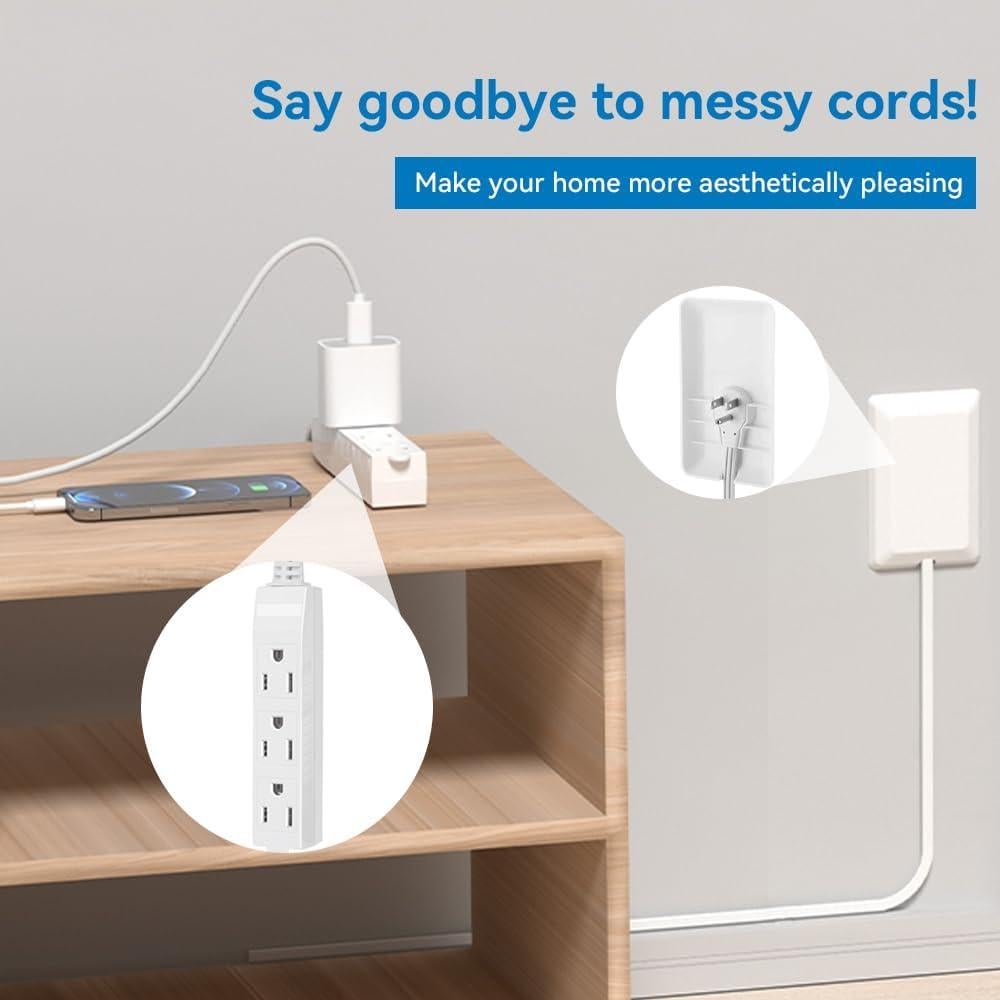 Extensor de Salida CILIA Ultra Delgado 3 Enchufes 0.91m Blanco