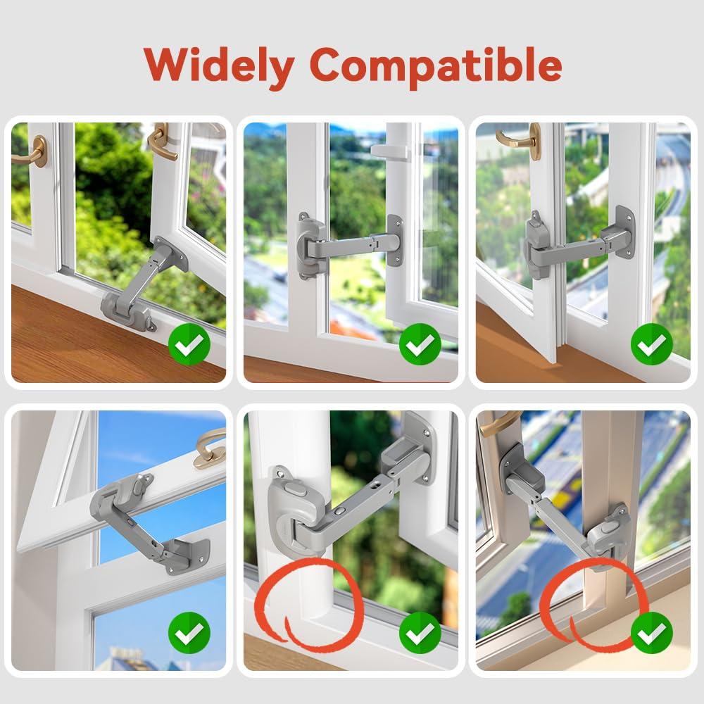 Cerradura de Seguridad para Ventanas EUDEMON - 2 Pack Gris