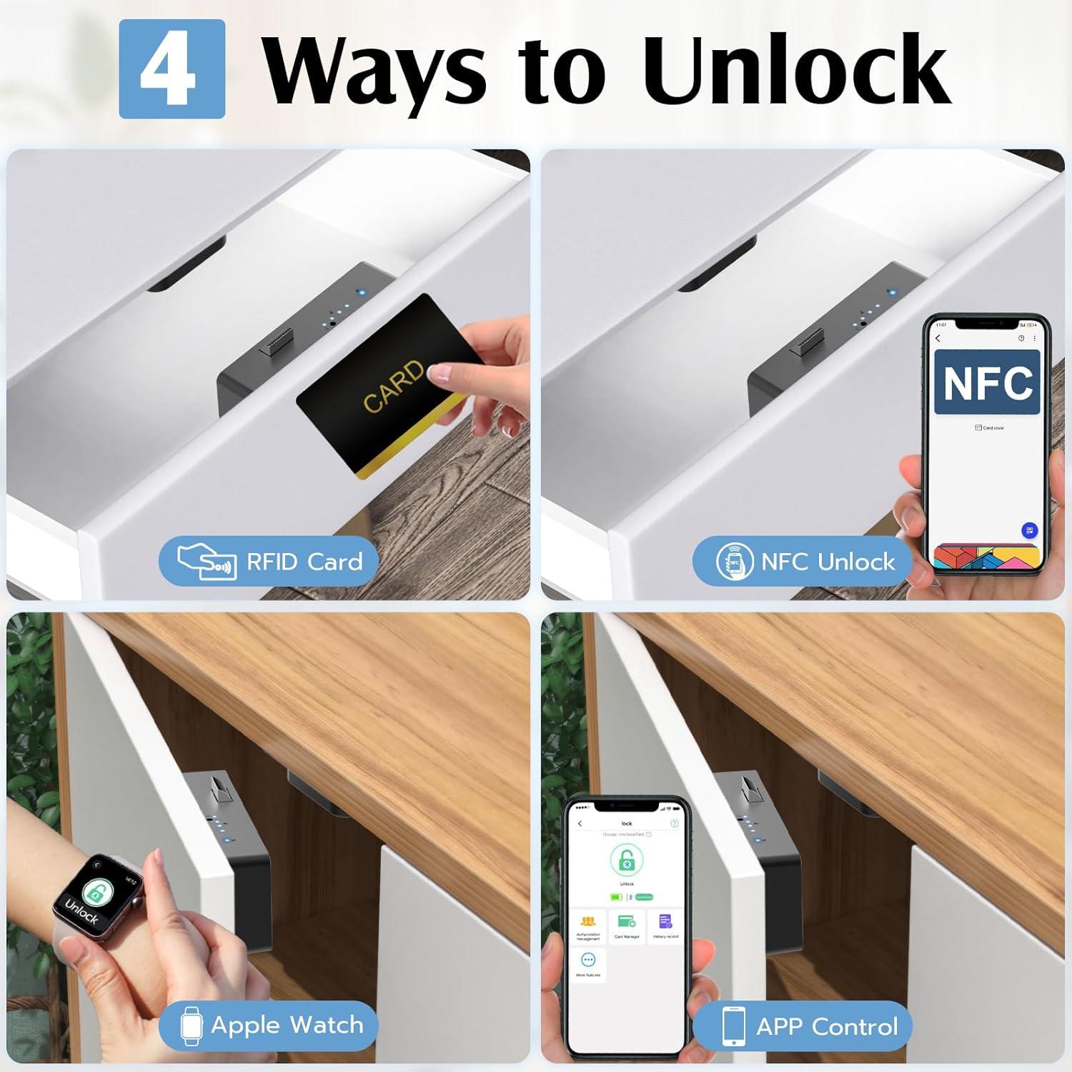 Cerradura de Cajón RFID eLinkSmart YL-F3BC Bluetooth Negra