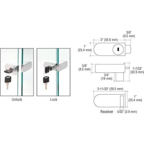 Cerradura de Vitrina CRL Cromada Sin Perforación 255CHKA