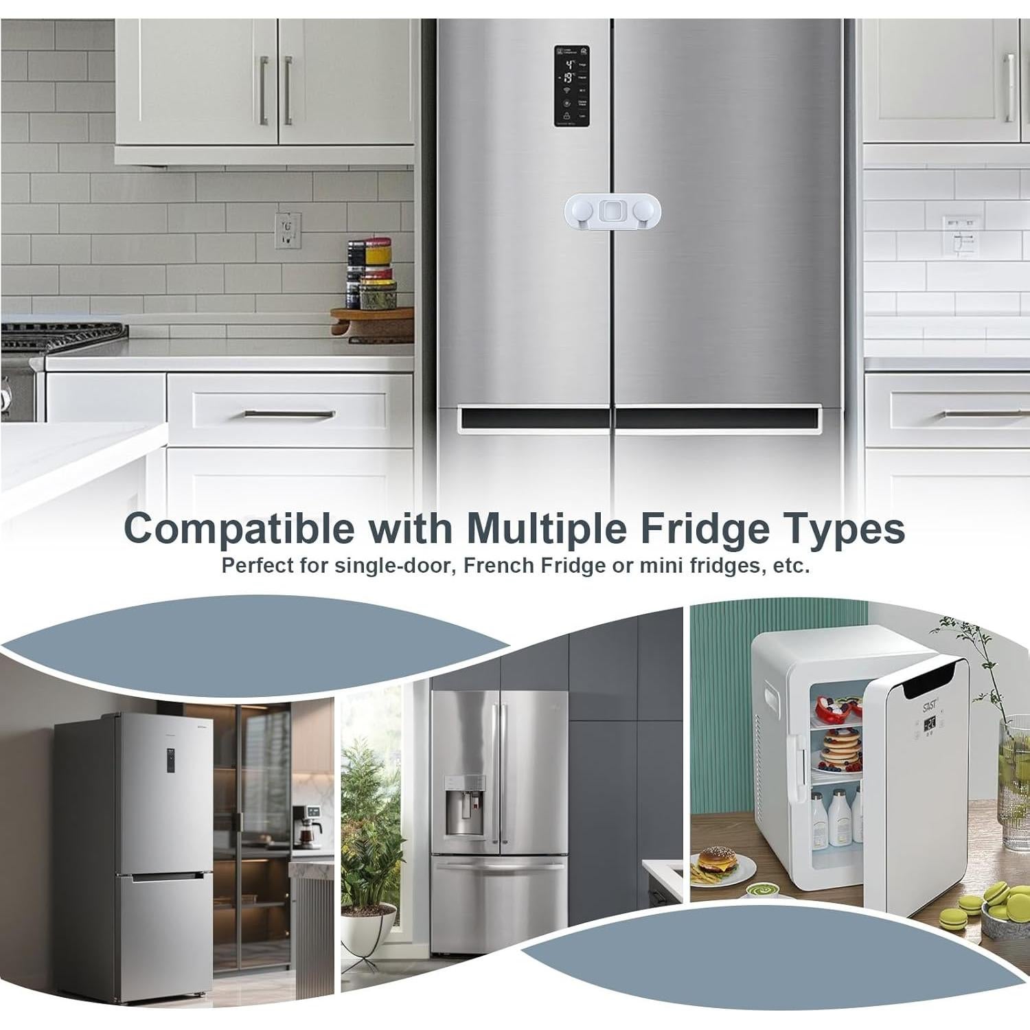 Cerradura de Nevera Uhimooi para Niños 2 Paquete Adhesivo 3M