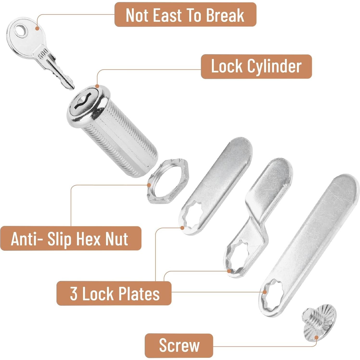Cerraduras de Gabinete Bates con Llave - Paquete de 2, 3.81 cm