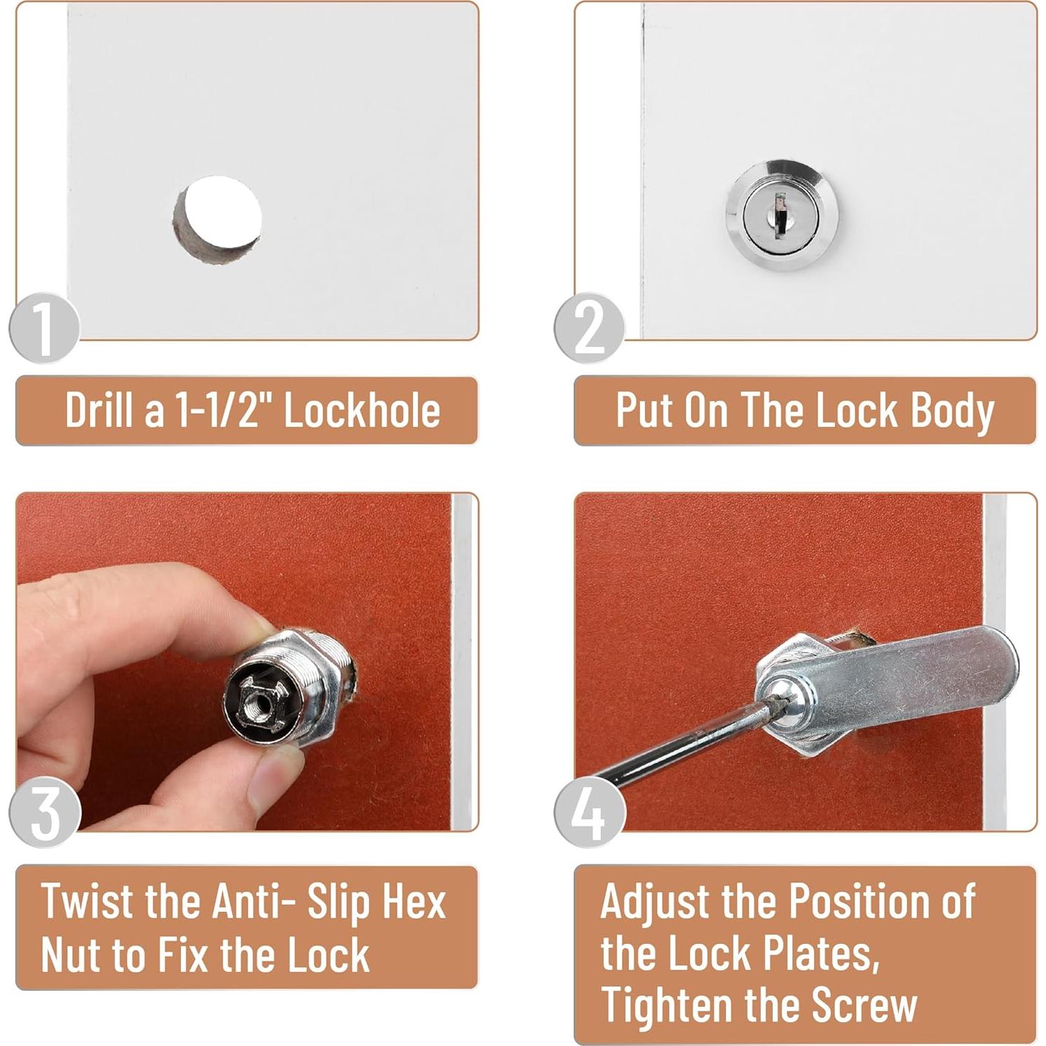 Cerraduras de Gabinete Bates con Llave - Paquete de 2, 3.81 cm