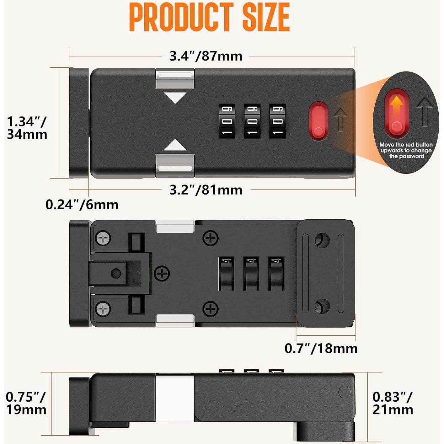 Cerradura de gabinete sin llave Lipshome WYSMMS 3 dígitos negra