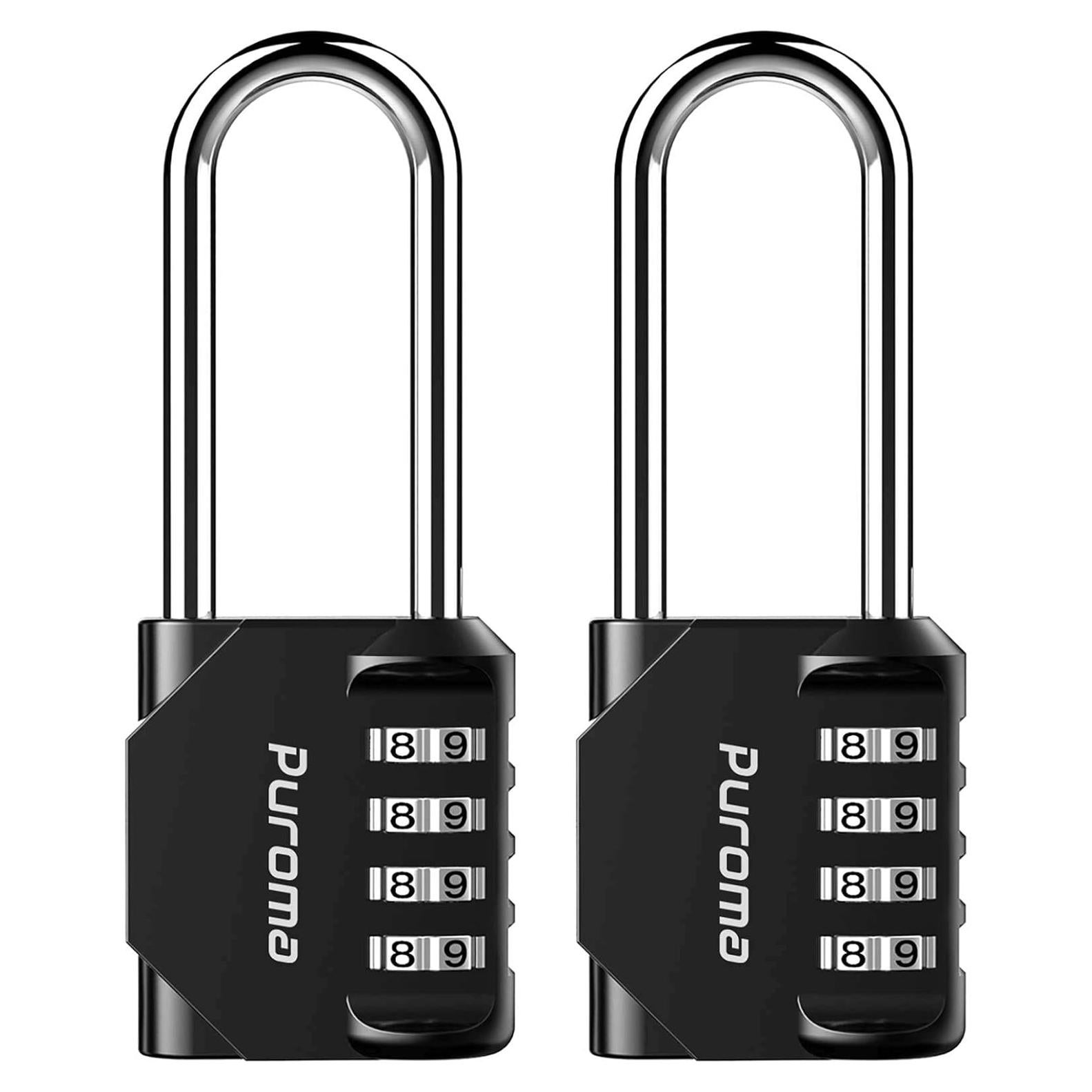 Candado de Combinación Puroma 2 Pack 4 Dígitos Negro