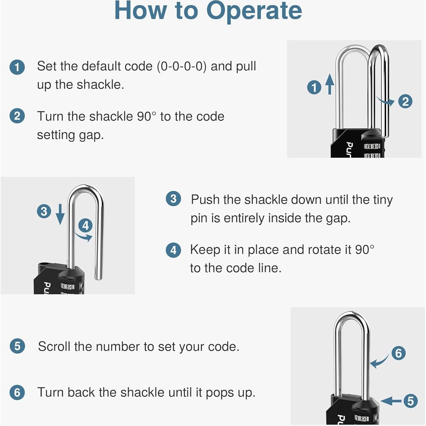 Candado de Combinación Puroma 2 Pack 4 Dígitos Negro