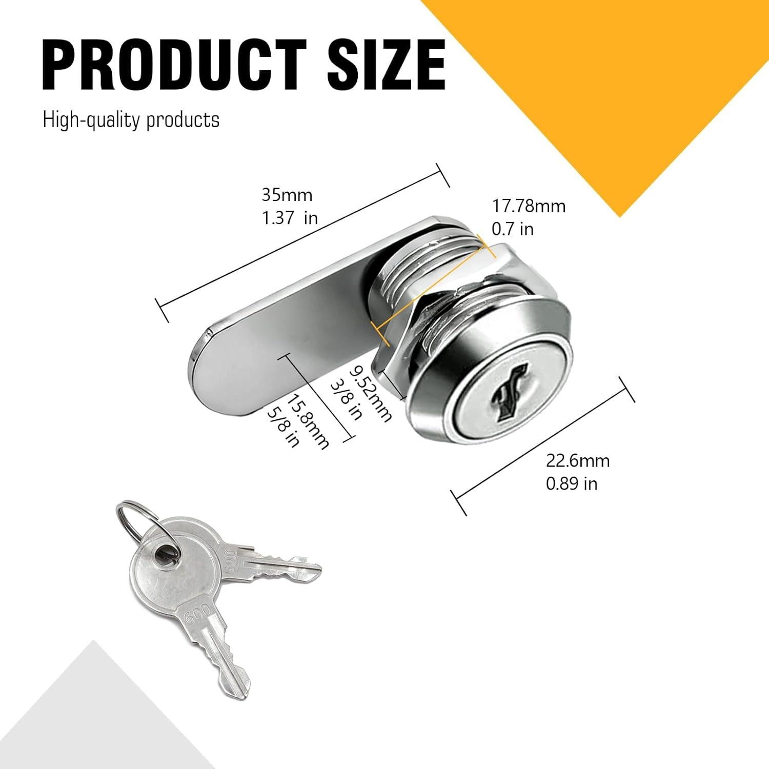 Cerradura de Gabinete MZCR-NNML 16mm con 4 Llaves Igual