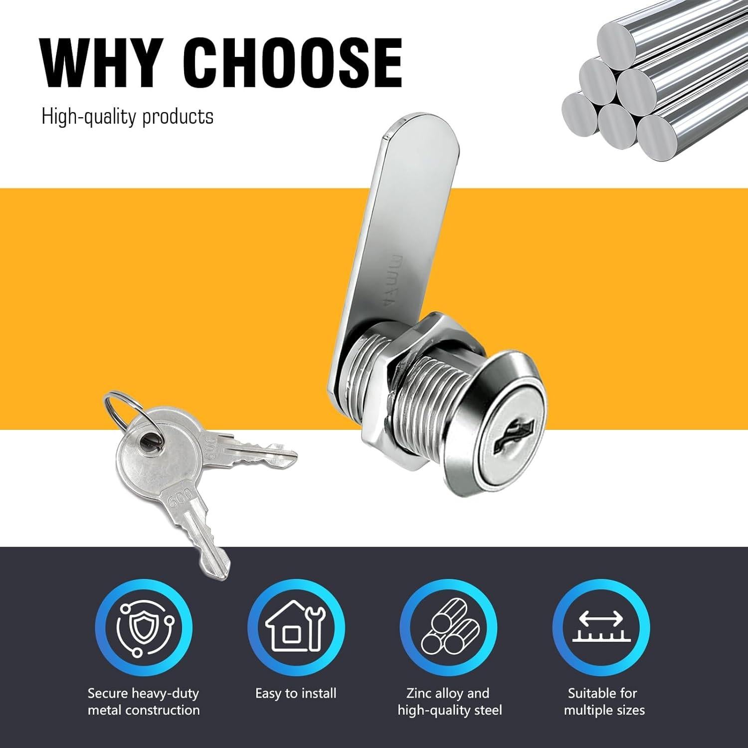 Cerradura de Gabinete MZCR-NNML 16mm con 4 Llaves Igual