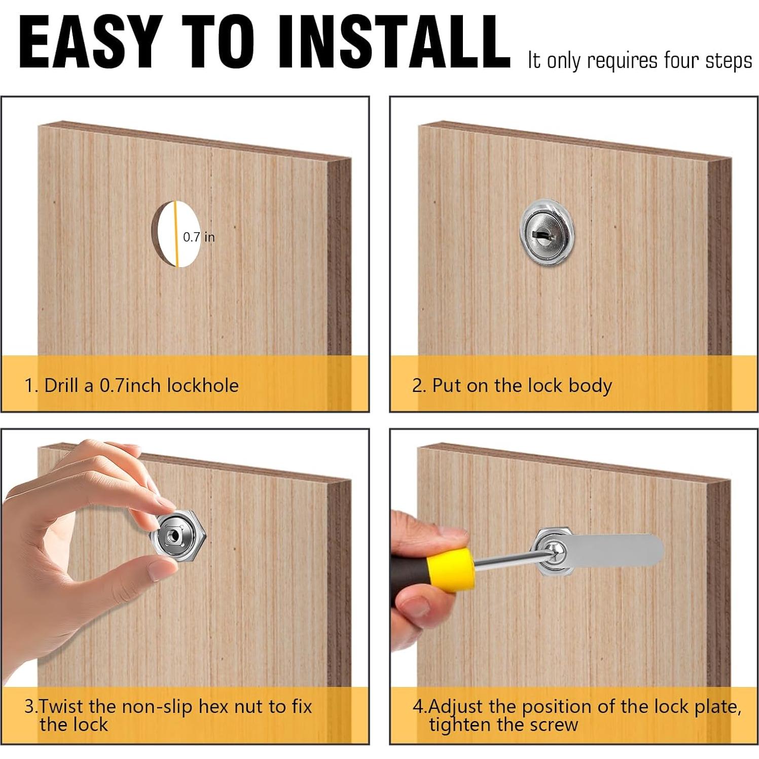 Cerradura de Gabinete MZCR-NNML 16mm con 4 Llaves Igual