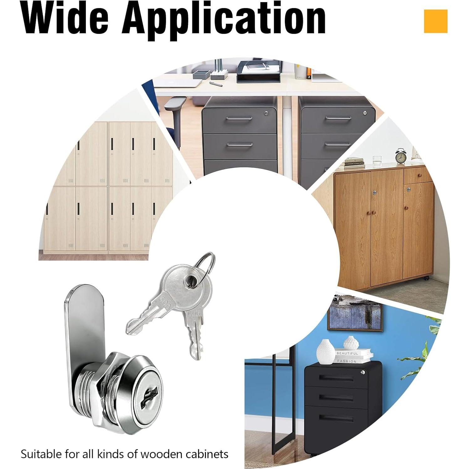 Cerradura de Gabinete MZCR-NNML 16mm con 4 Llaves Igual