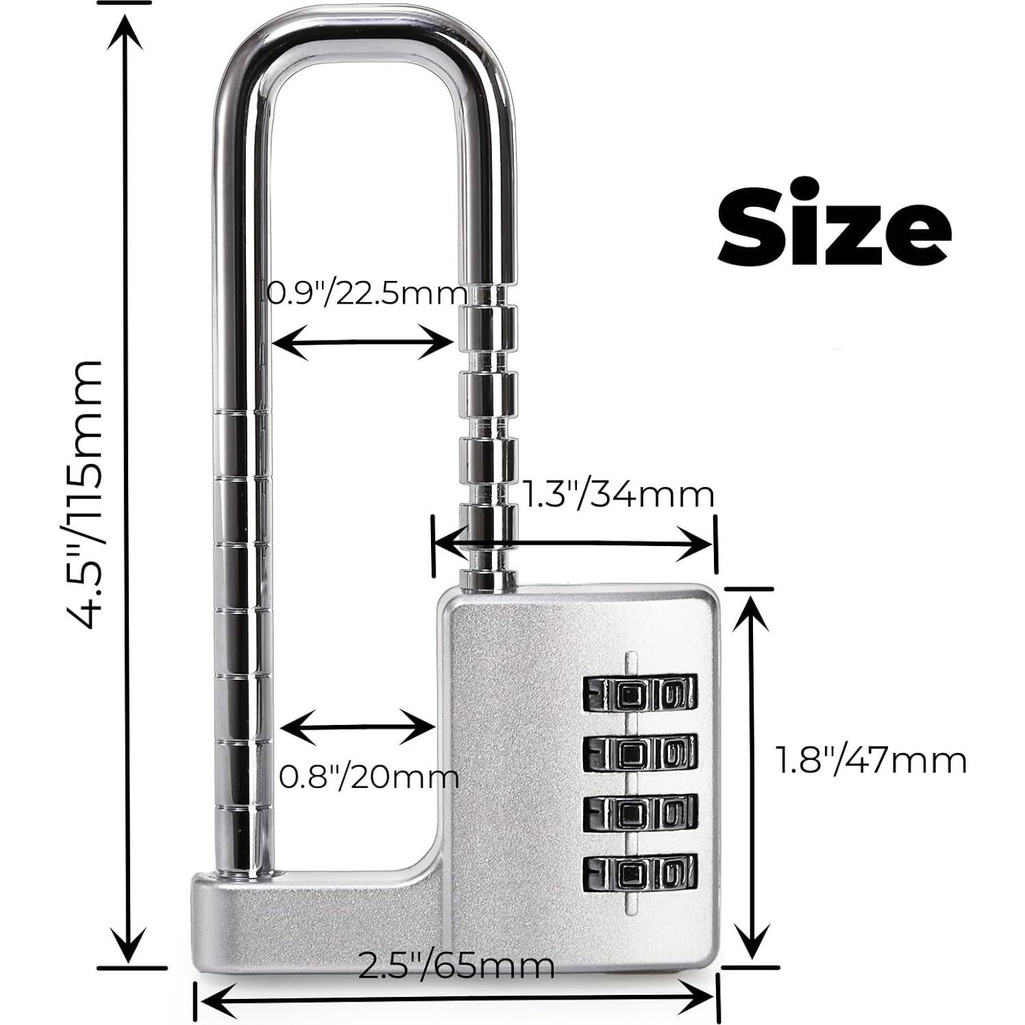 Candado Combinado Ajustable Hiceeden Plata 11.4 cm