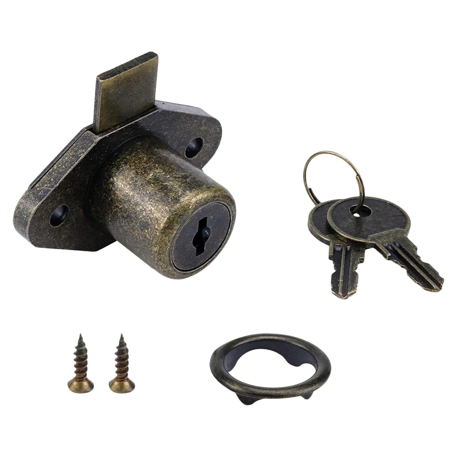 Cerradura de Gabinete Chinflly Bronce Antiguo 52x34mm