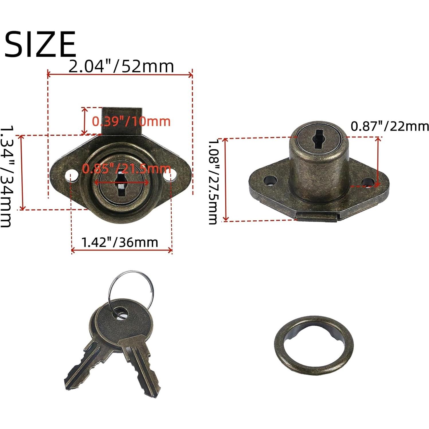 Cerradura de Gabinete Chinflly Bronce Antiguo 52x34mm