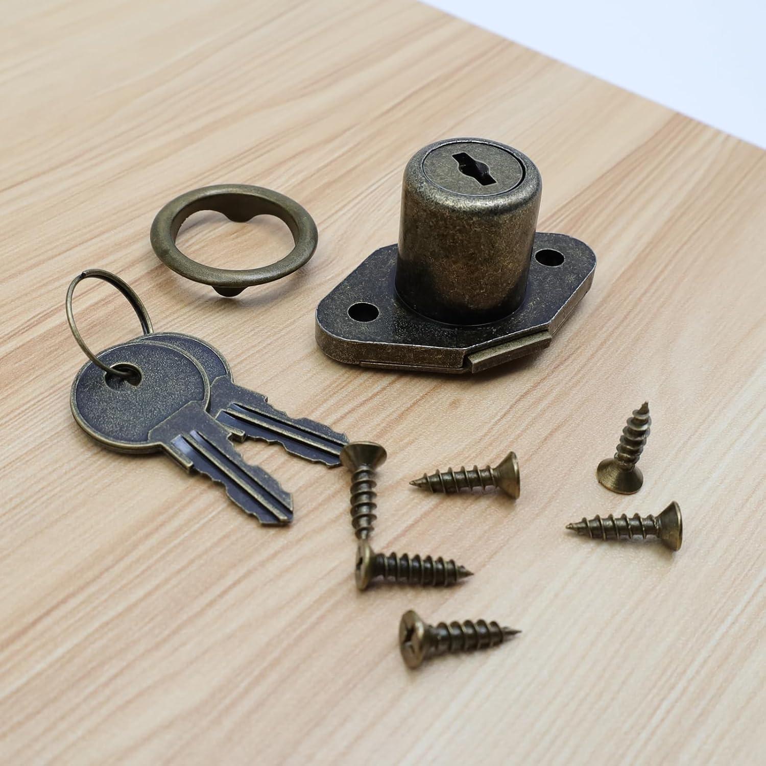 Cerradura de Gabinete Chinflly Bronce Antiguo 52x34mm