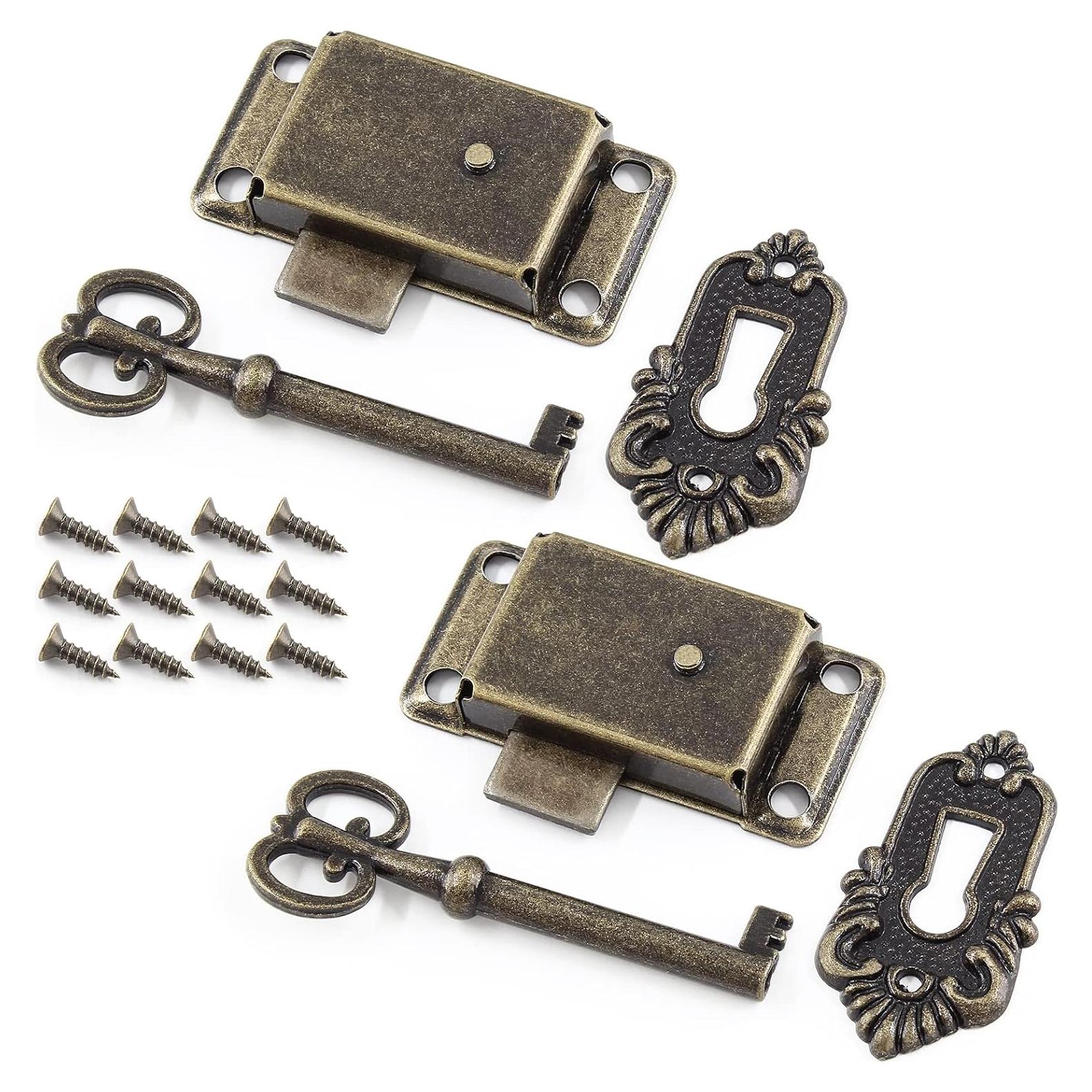 2 Juegos de Cerradura de Llave Esqueleto Kyuionty Bronce Antiguo