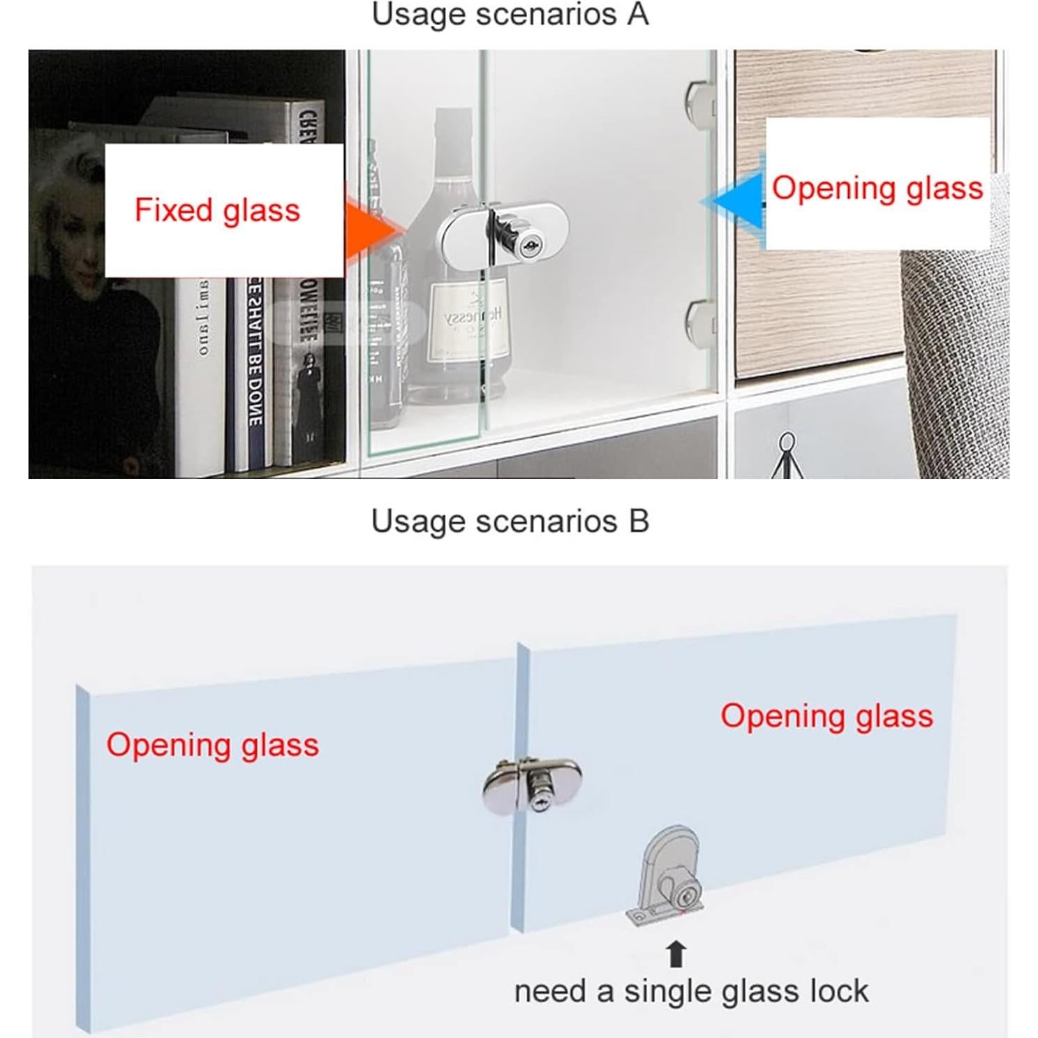 Cerradura de Gabinete de Vidrio Genérico 2 Pcs 5-8mm Cromo