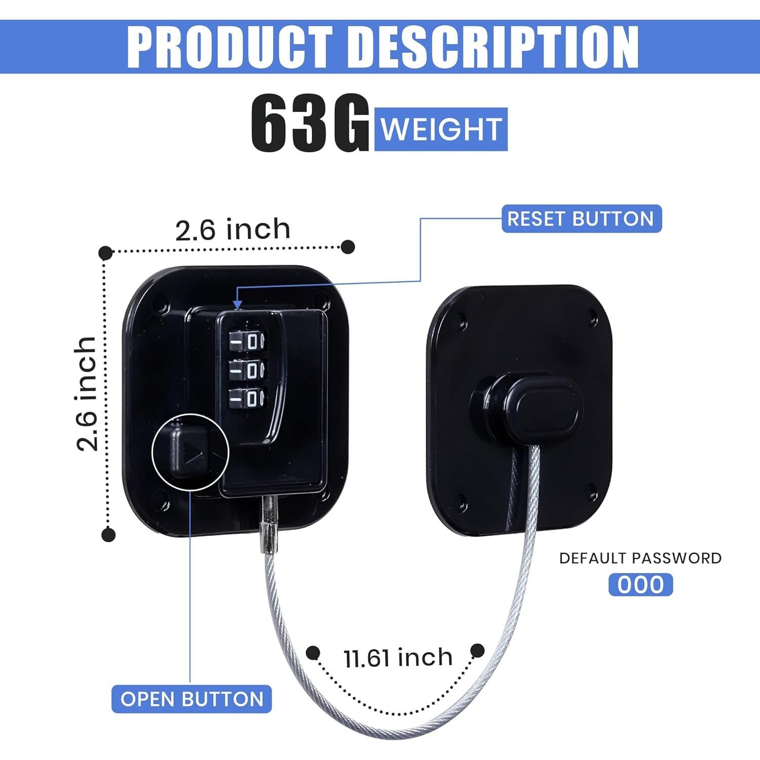Cerradura de Refrigerador SECUIX - 2 Unidades, Combinación 3 Dígitos