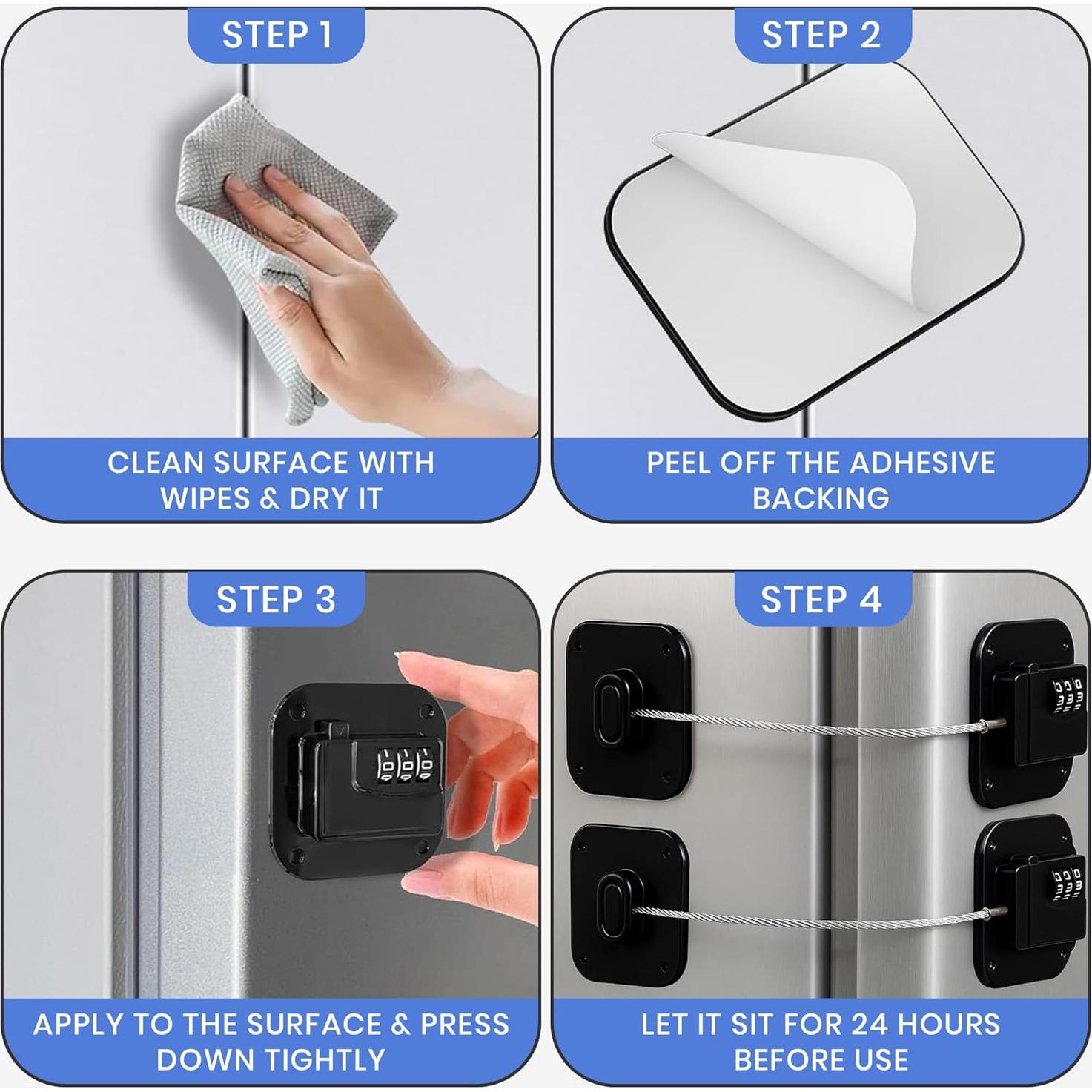 Cerradura de Refrigerador SECUIX - 2 Unidades, Combinación 3 Dígitos