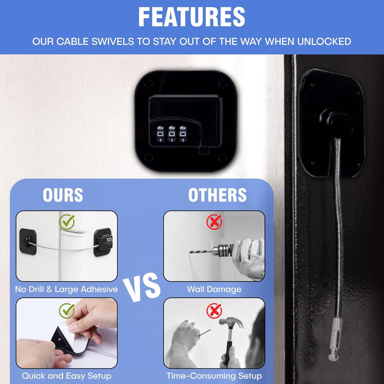 Cerradura de Refrigerador SECUIX - 2 Unidades, Combinación 3 Dígitos