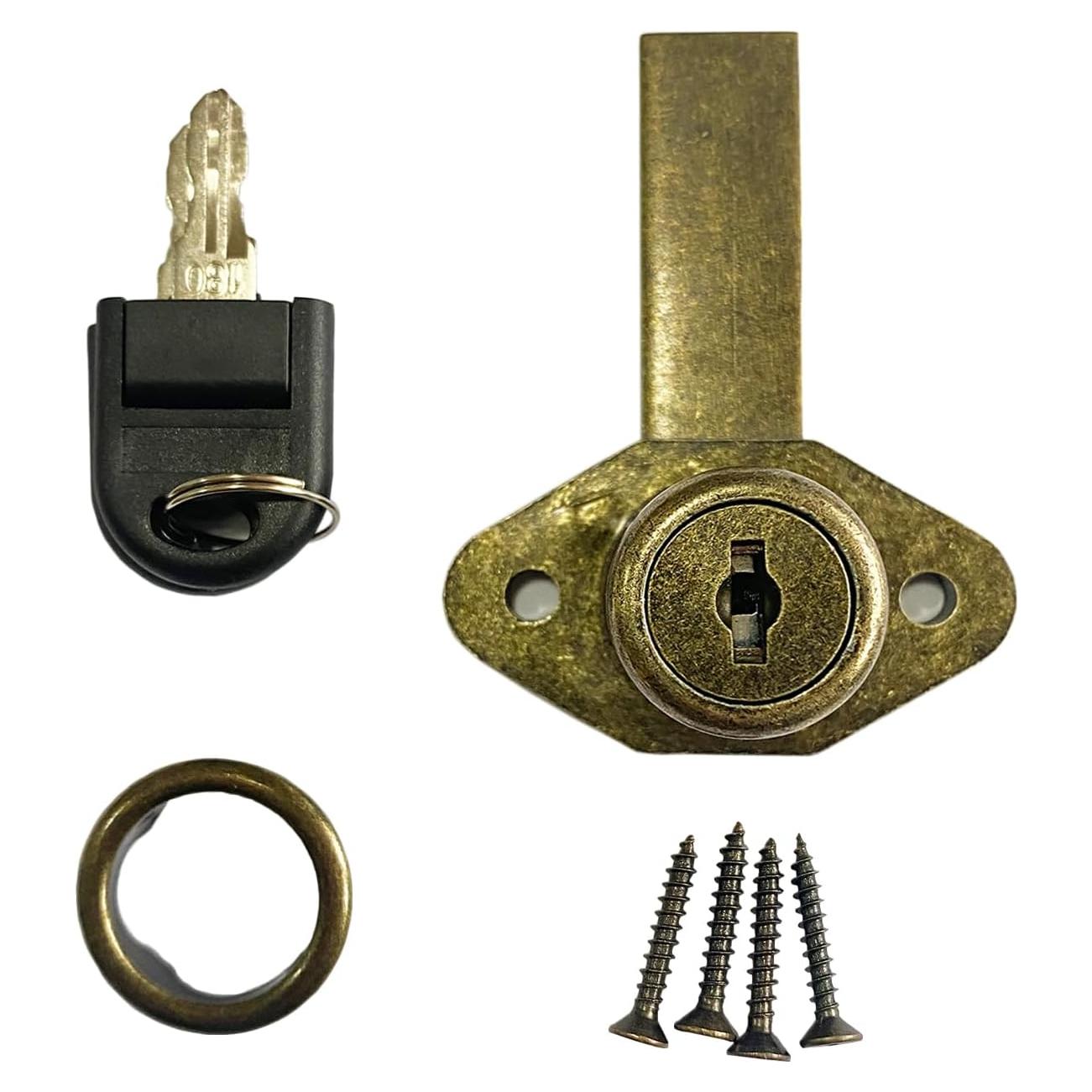 Cerradura de Gabinete Havelaugh Bronce Antiguo 22.2mm con 2 Llaves