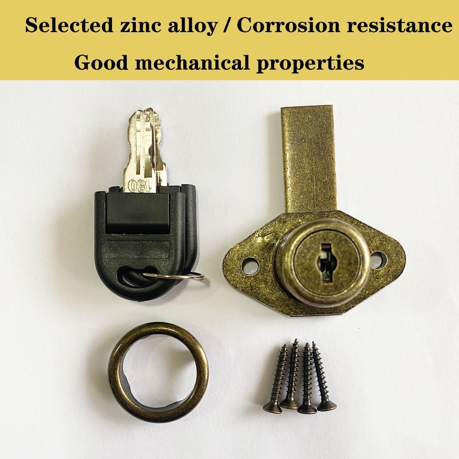 Cerradura de Gabinete Havelaugh Bronce Antiguo 22.2mm con 2 Llaves