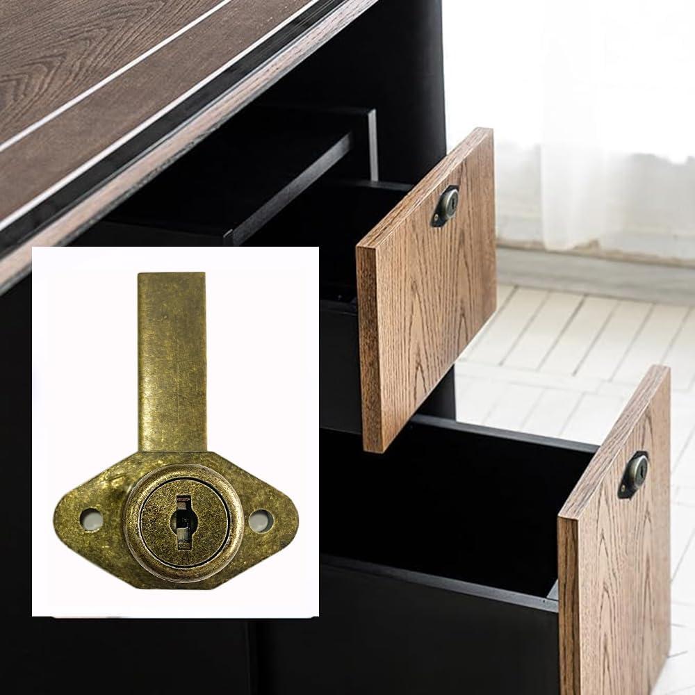 Cerradura de Gabinete Havelaugh Bronce Antiguo 22.2mm con 2 Llaves