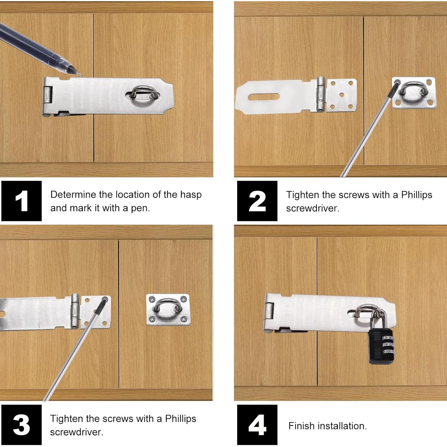 Cerraduras Hasp de Acero Inoxidable 304 - 12.7 cm - 2 Pcs