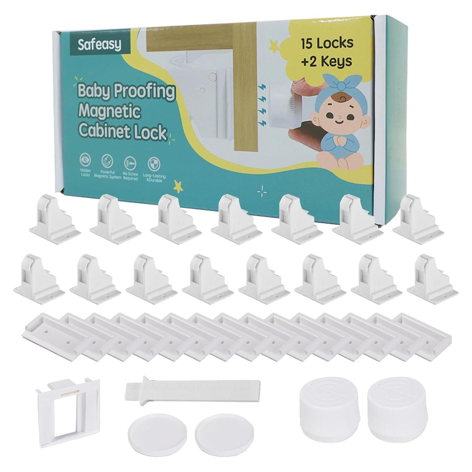 15 Cerraduras Magnéticas Safeasy para Gabinetes - Seguridad Infantil
