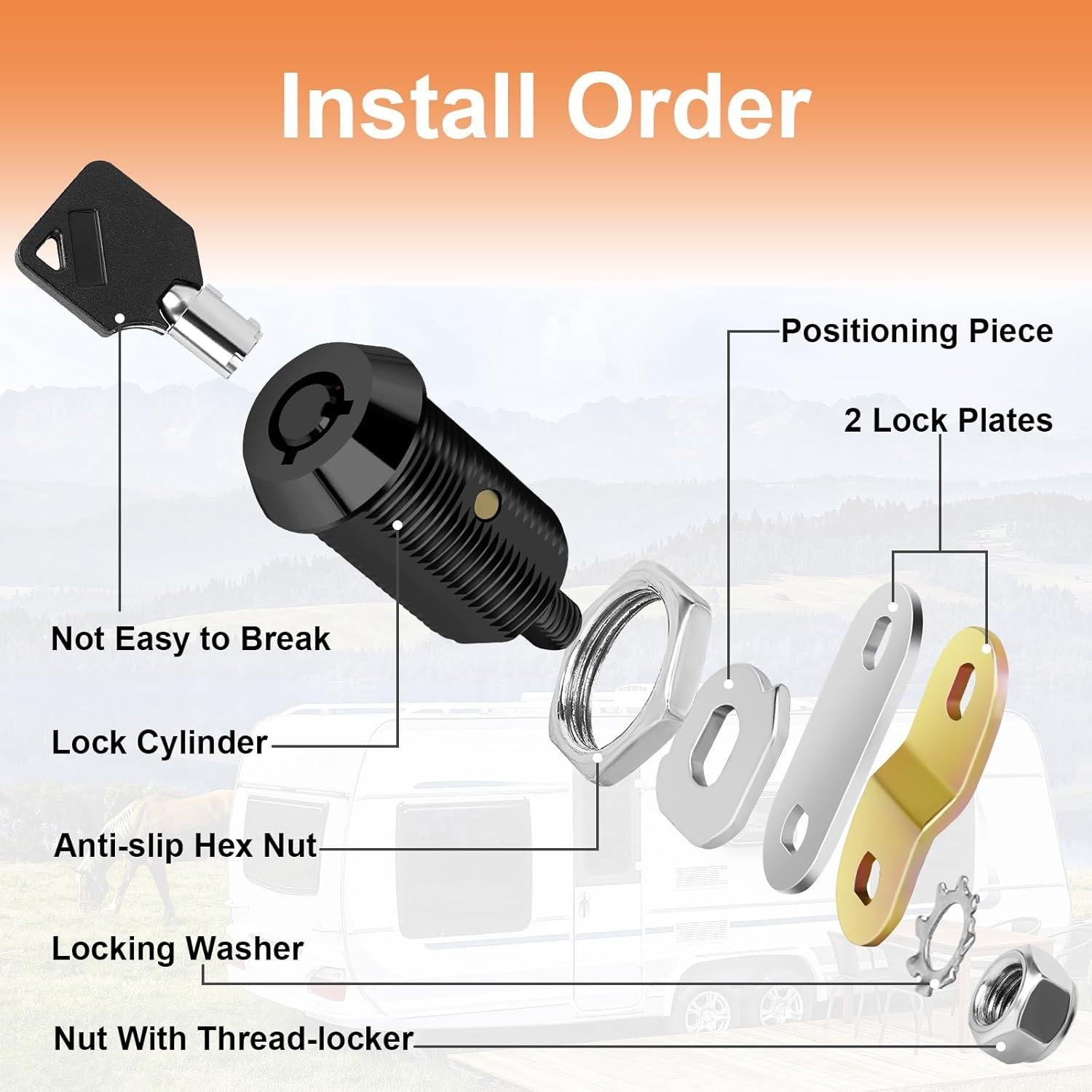 Cerradura de Gabinete con Llave Sartatue 7/8" Negro - Juego de 4