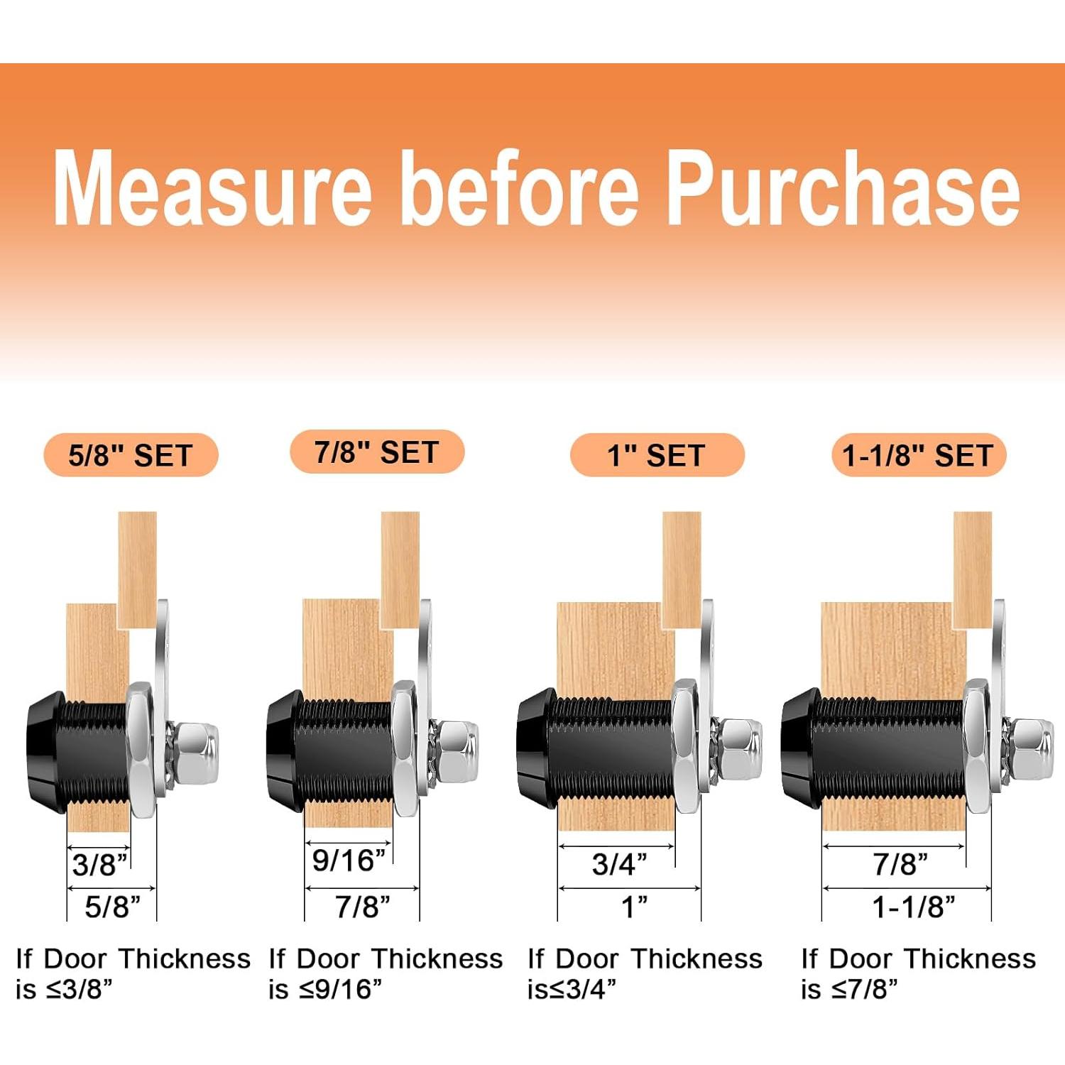 Cerradura de Gabinete con Llave Sartatue 7/8" Negro - Juego de 4