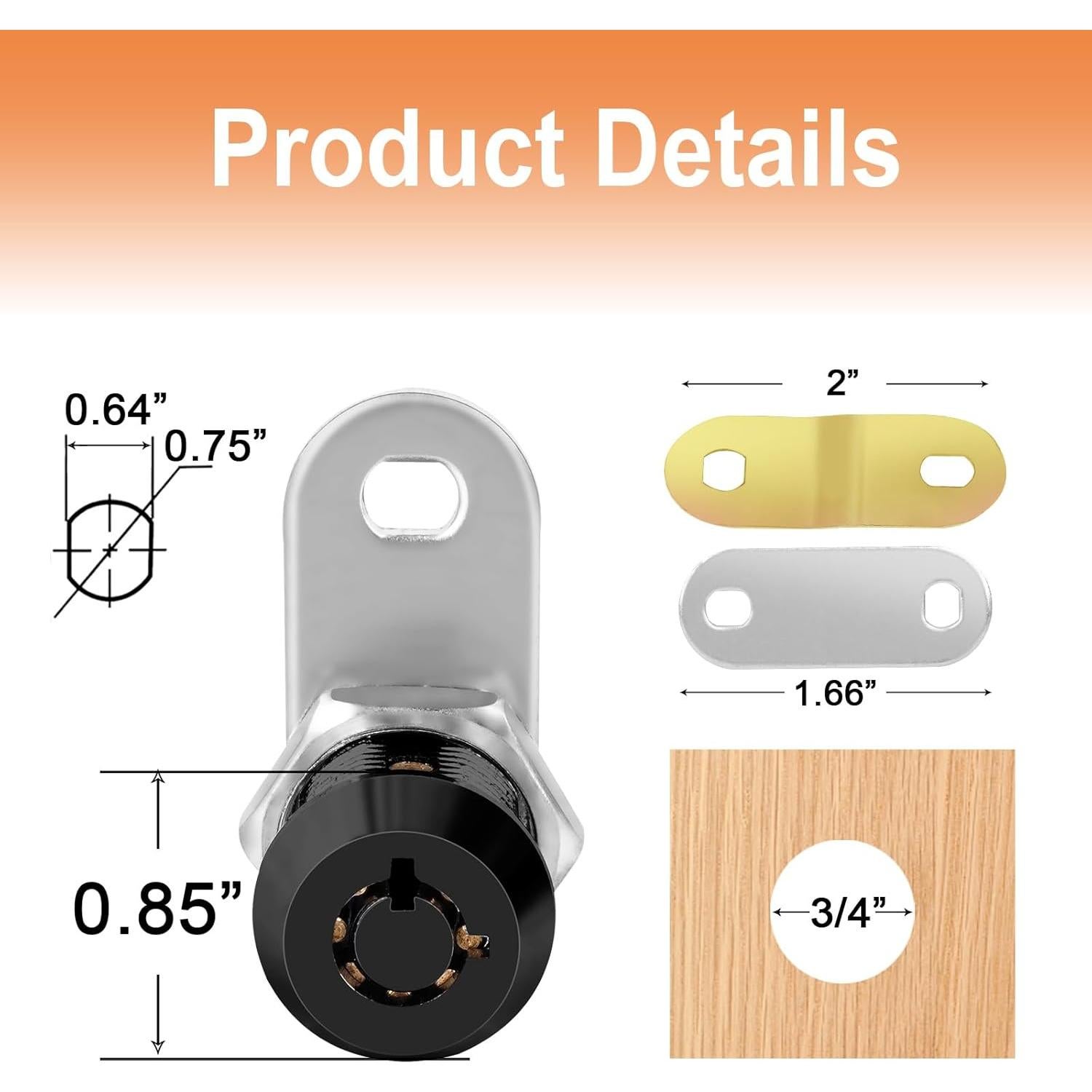 Cerradura de Gabinete con Llave Sartatue 7/8" Negro - Juego de 4
