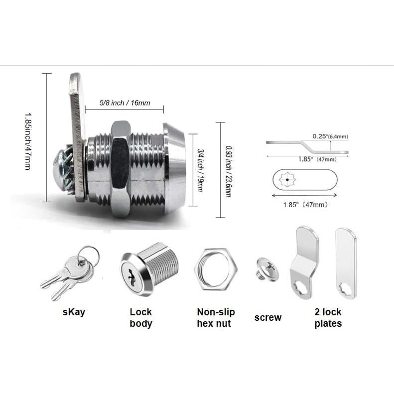 Cerraduras de Gabinete ELAIRUA 5/8" Zinc 2 Piezas