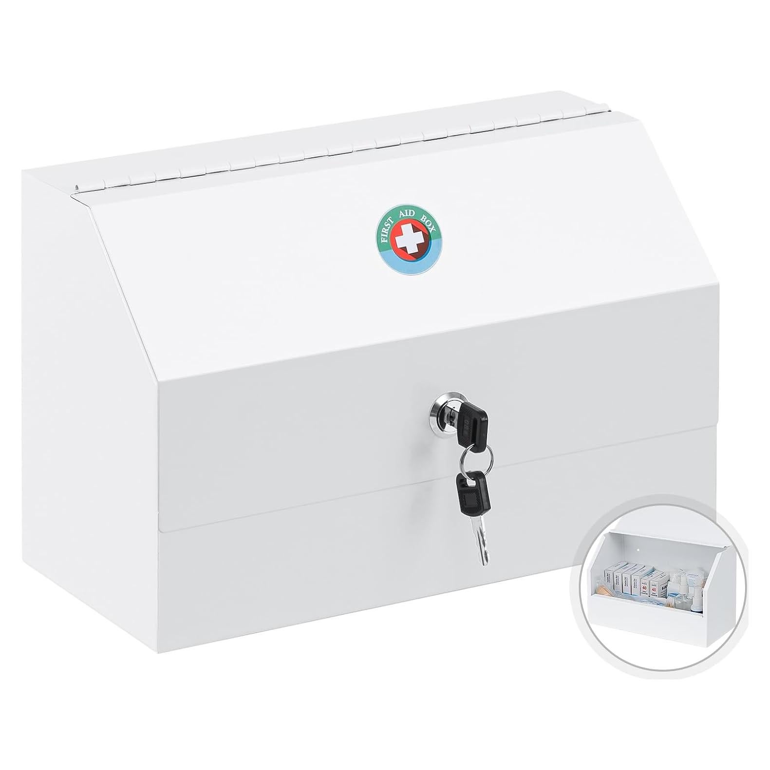 Caja de Medicamentos con Cerradura KYODOLED, Acero Blanco 31x15x20cm