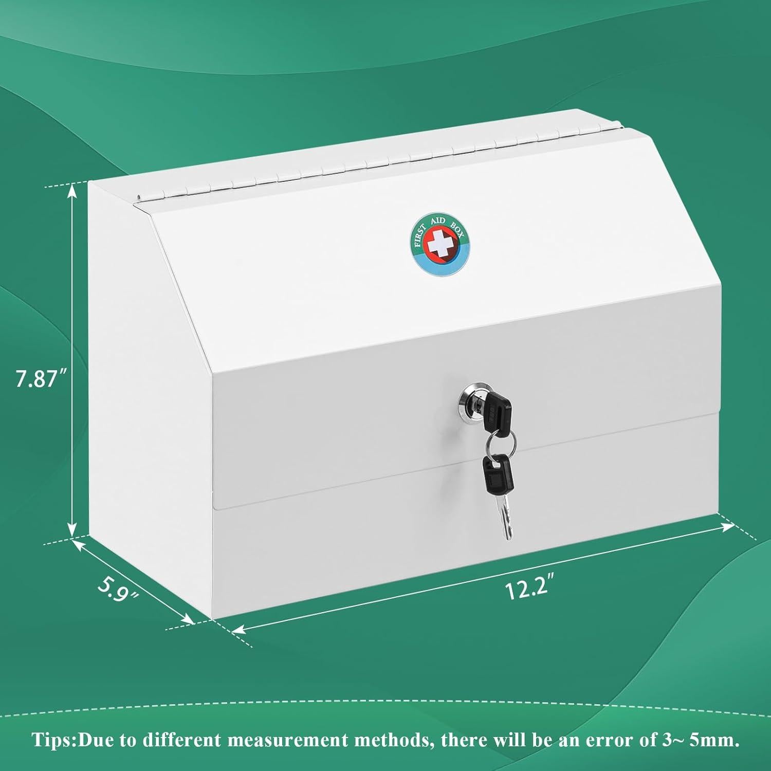 Caja de Medicamentos con Cerradura KYODOLED, Acero Blanco 31x15x20cm
