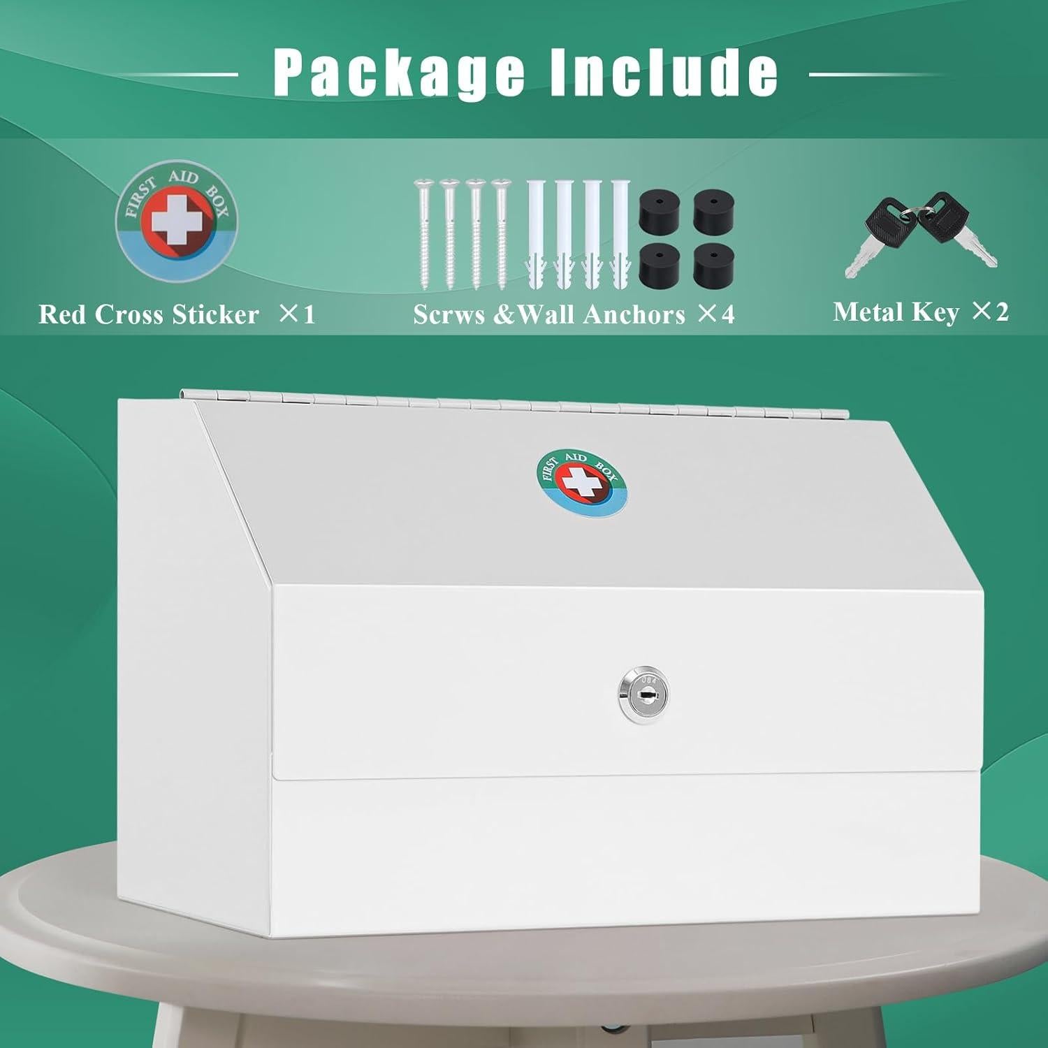 Caja de Medicamentos con Cerradura KYODOLED, Acero Blanco 31x15x20cm