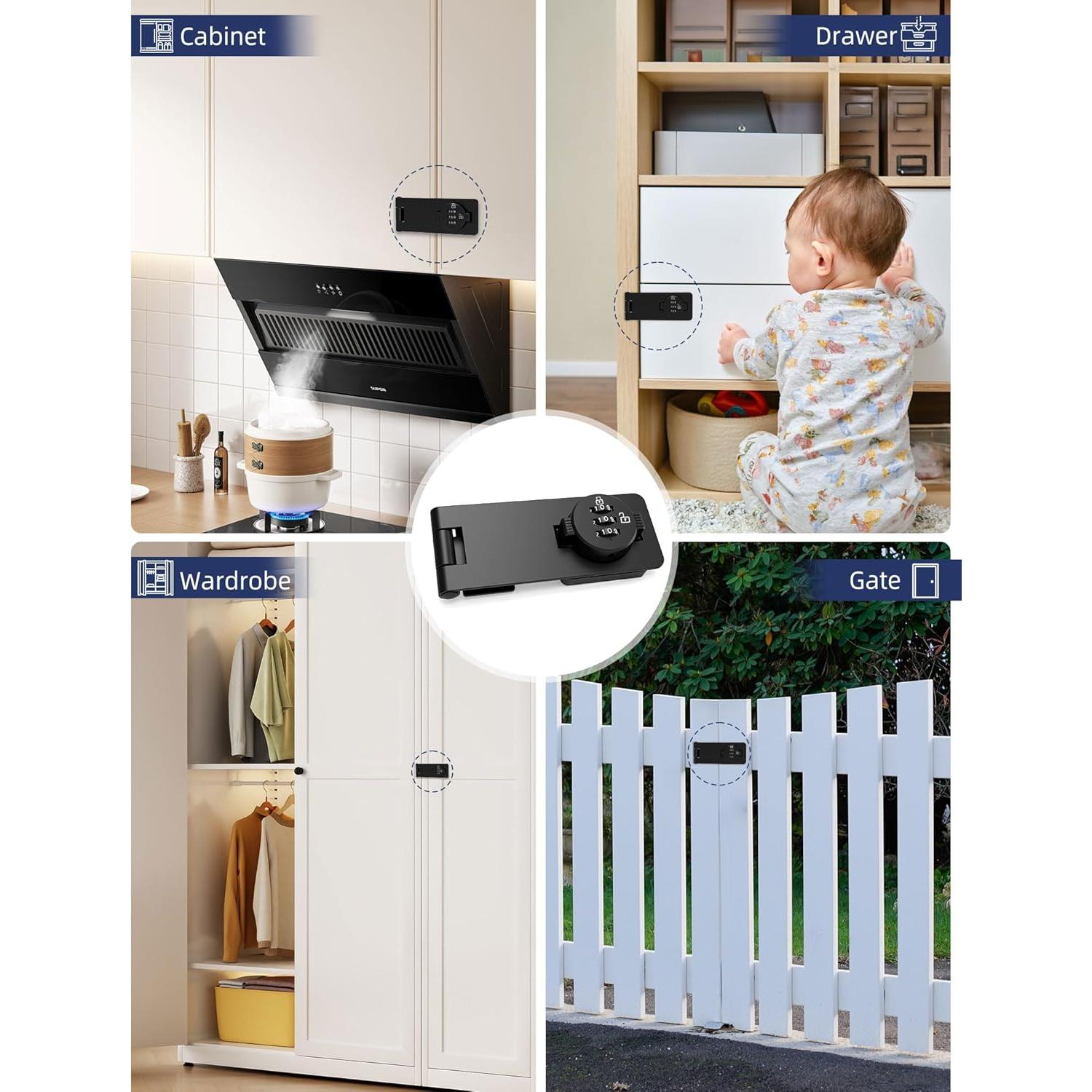 Cerradura de Combinación Sin Llave I-EASYDWW 3 Dígitos Negra