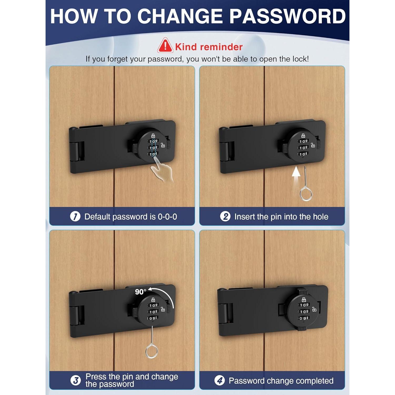 Cerradura de Combinación Sin Llave I-EASYDWW 3 Dígitos Negra