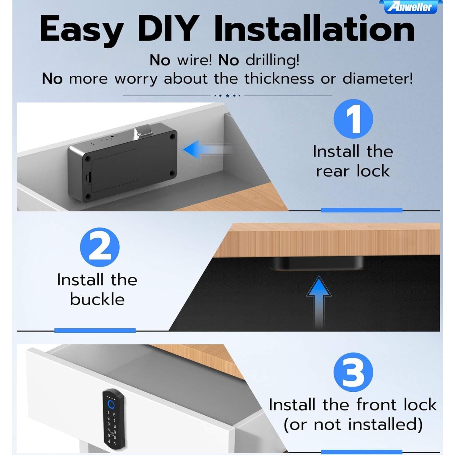 Cerradura Inteligente Biométrica A1 Anweller - Sin Llave, Bluetooth