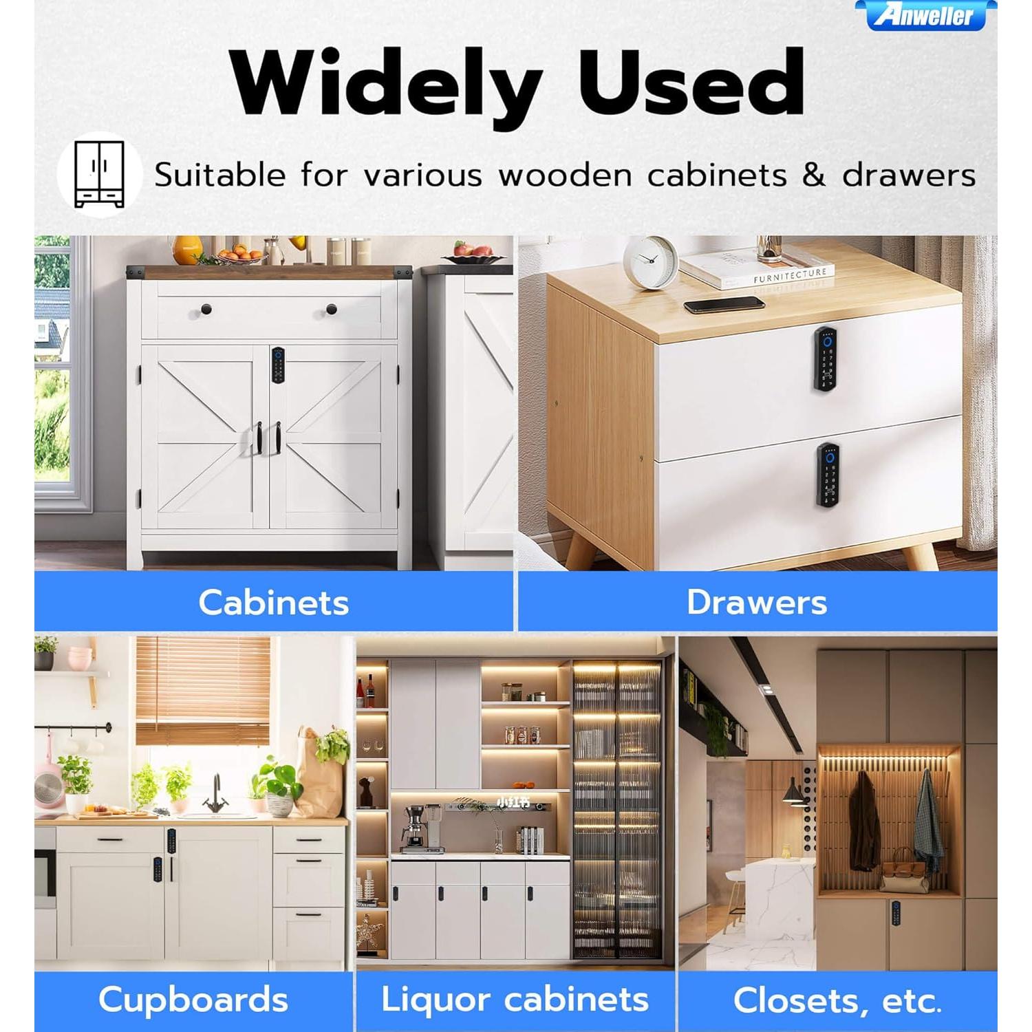 Cerradura Inteligente Biométrica A1 Anweller - Sin Llave, Bluetooth